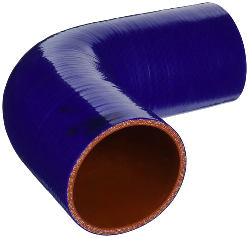 HPS Silicone High Temperature 4-ply Reinforced 90 degree Elbow Coupler Hose HTSEC90-350-BLUE, 20 PSI Maximum Pressure, 4" Leg Length on each side, 3-1/2" ID, Blue