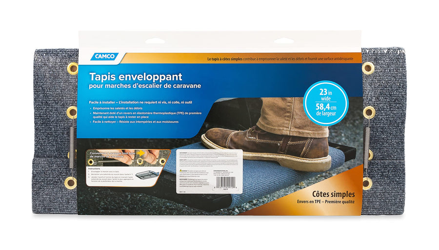 RV Step Rug Camco 42912 (Premium Wrap Around, 100% Polyester (22" x 23") - Gray)