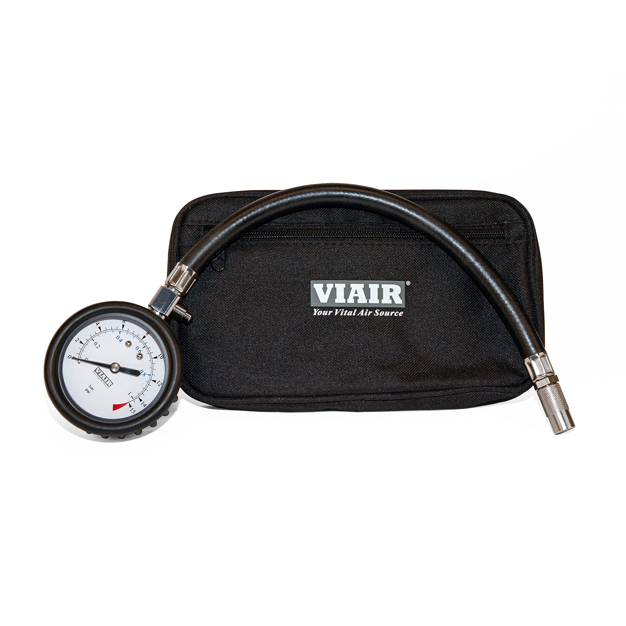 Tire Pressure Gauge VIAIR 2.5" with Hose, 0-15 PSI Range, P/N 90059
