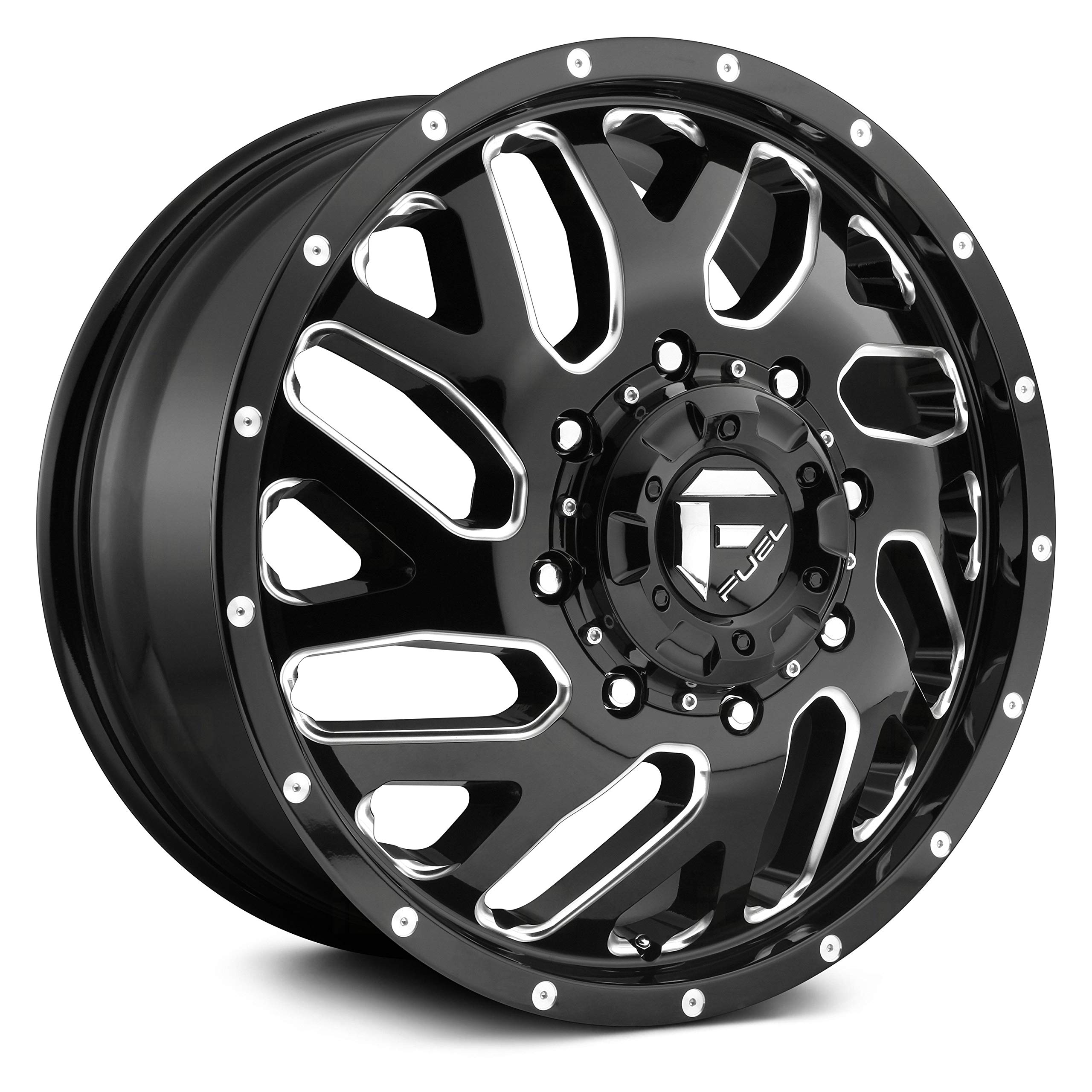 D581 Fuel Offroad Triton Dually Rear BLACK Wheel (20 x 8.25 inches /8 x 165 mm, -215 mm Offset)