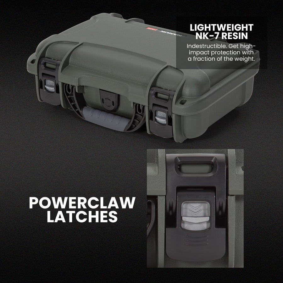 Classic NANUK 909 Hard Case with Custom Foam Insert, IP67 Waterproof & Crushproof, Rugged Construction for Ultimate Protection, Made in North America – Olive (12.6” x 9” x 4.4”)
