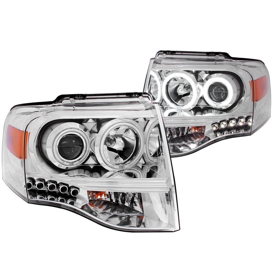 Ford Expedition Anzo USA 111114 Projector Chrome Clear Amber Headlight Assembly - (Sold in Pairs)