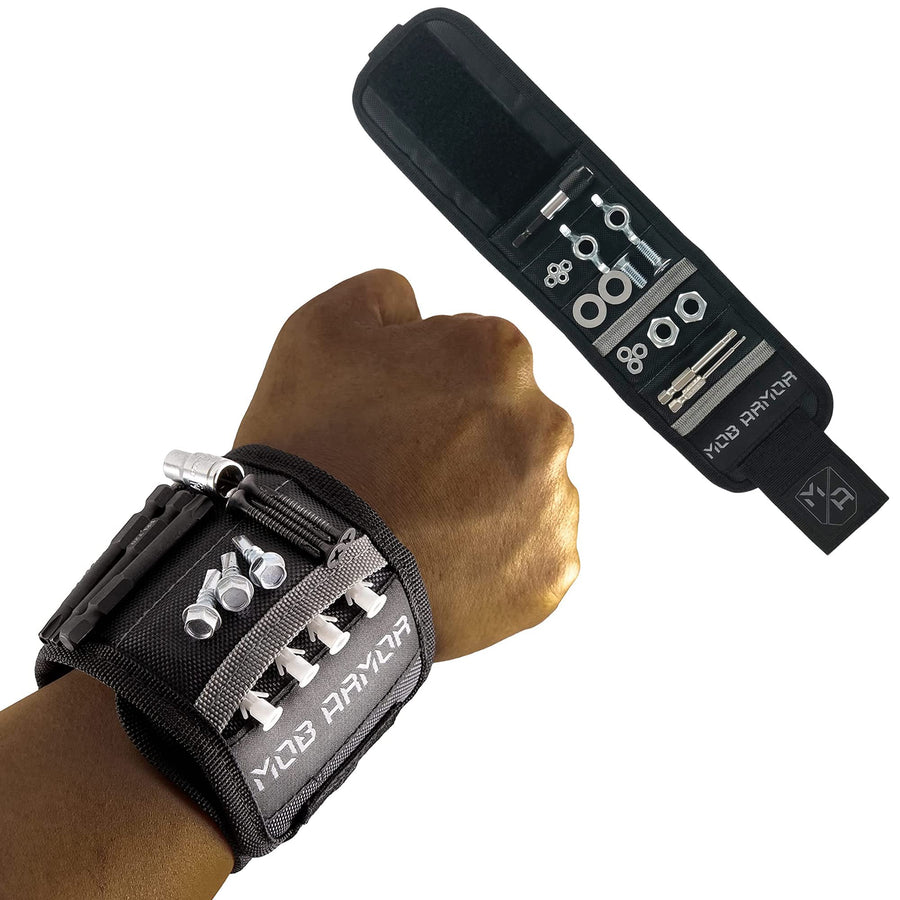 Mag Band Mob Armor Magnetic Wrist Tool Holder - Magnetic Wristband for Holding Screws, Nails, Fasteners, and More, Magnetic Wristband for Mechanic, Handyman, Electrician, Tech Geek, 13" x 3.25"