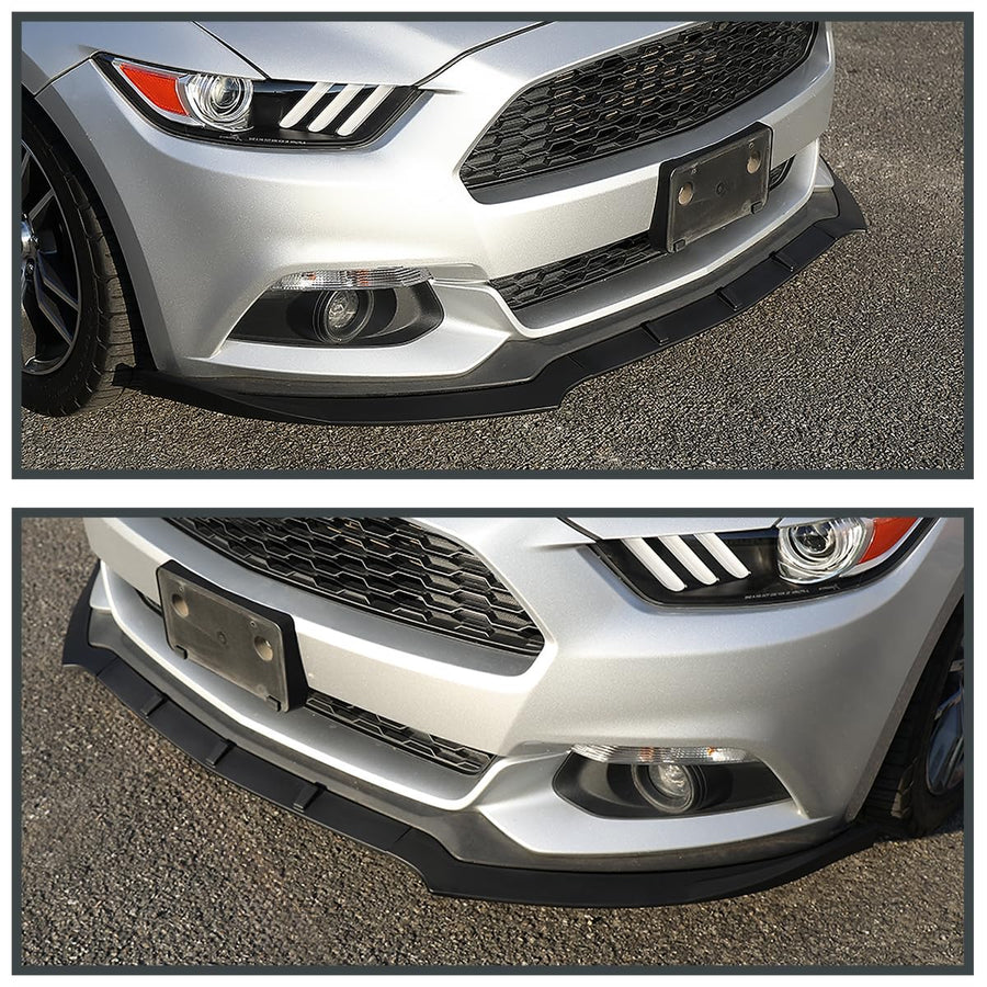 Front Bumper Lip Spoiler Spec-D Tuning Black Body Kit 3PC Compatible with 2015-2020 Ford Mustang