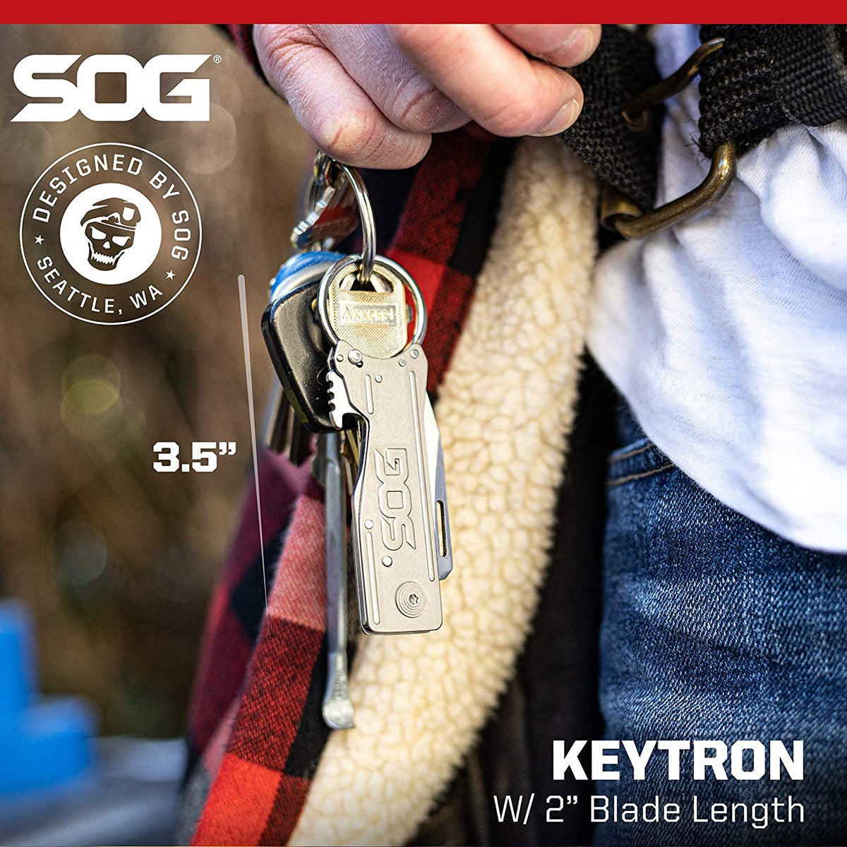 KeyTron SOG Keychain Pocket Knife- Convenient 1.8 Inch EDC Folding Knife with Bottle Opener and Quick Thumb Release (KT1001-CP)