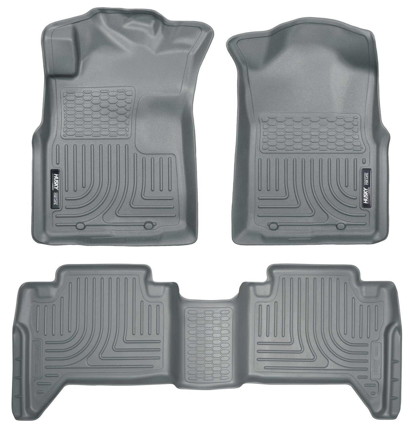 Husky Liners Floor Mats Weatherbeater | Fits 2005-2015 Toyota Tacoma Double CAB ONLY (Footwell Coverage) | Front & 2nd Row, 3-pc Grey - 98952