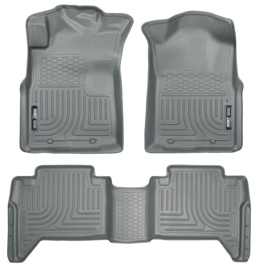 Husky Liners Floor Mats Weatherbeater | Fits 2005-2015 Toyota Tacoma Double CAB ONLY (Footwell Coverage) | Front & 2nd Row, 3-pc Grey - 98952