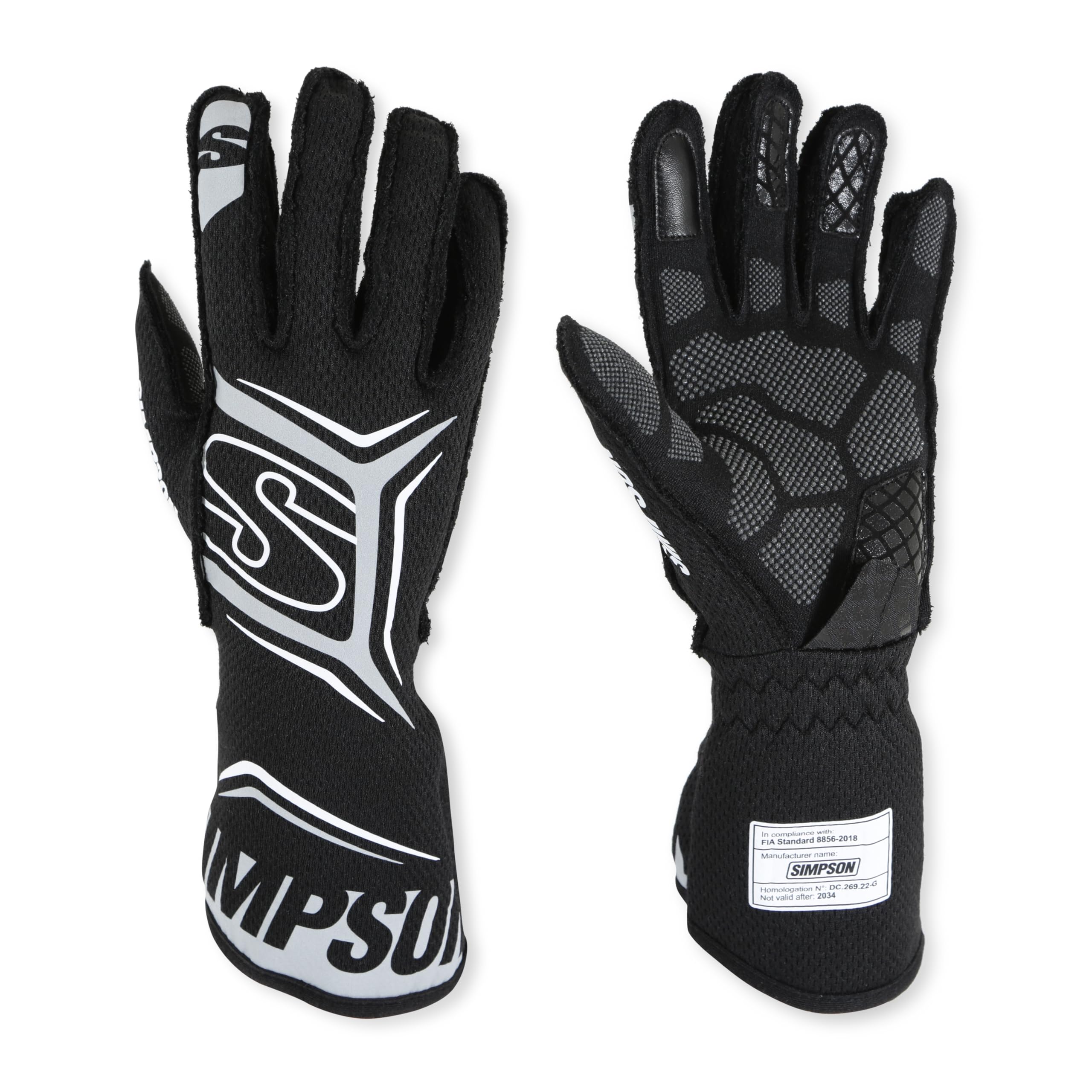 MGZK Simpson Racing Magnata Gloves Black/Grey XXL - Pair