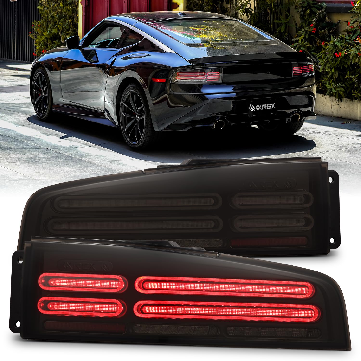 NOVA-Series Alpharex LED Tail Lights Compatible With 23-25 Nissan Z Quad-Loop Style Alpha-Black