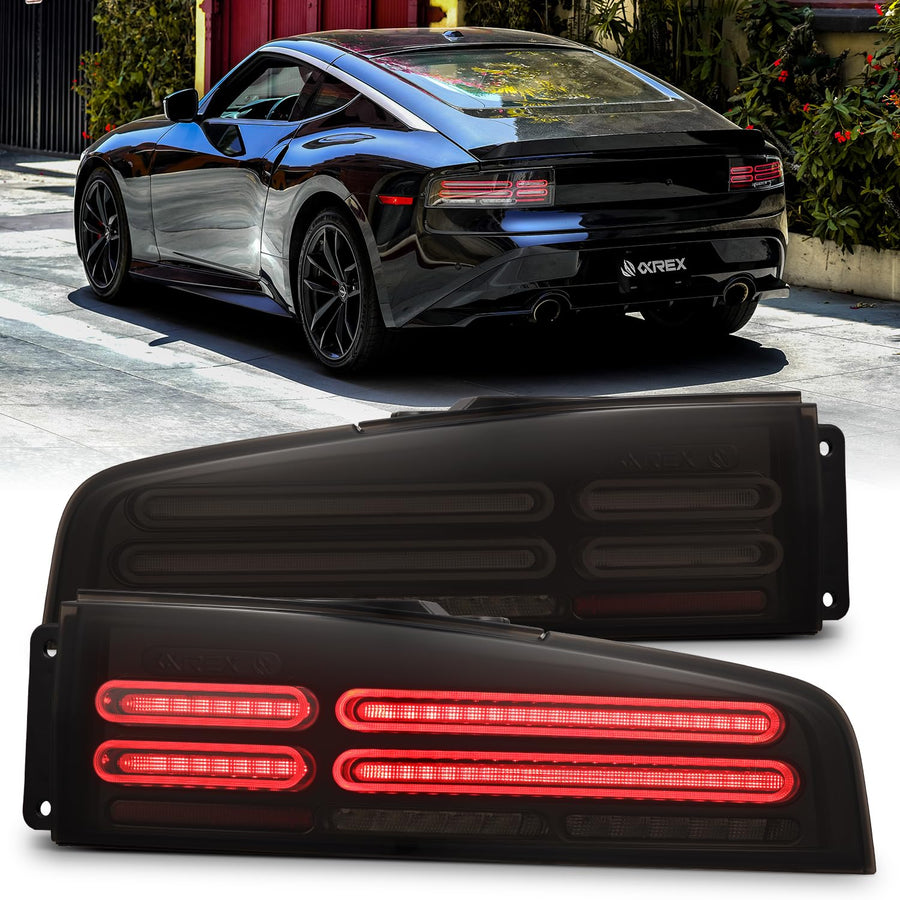 NOVA-Series Alpharex LED Tail Lights Compatible With 23-25 Nissan Z Quad-Loop Style Alpha-Black