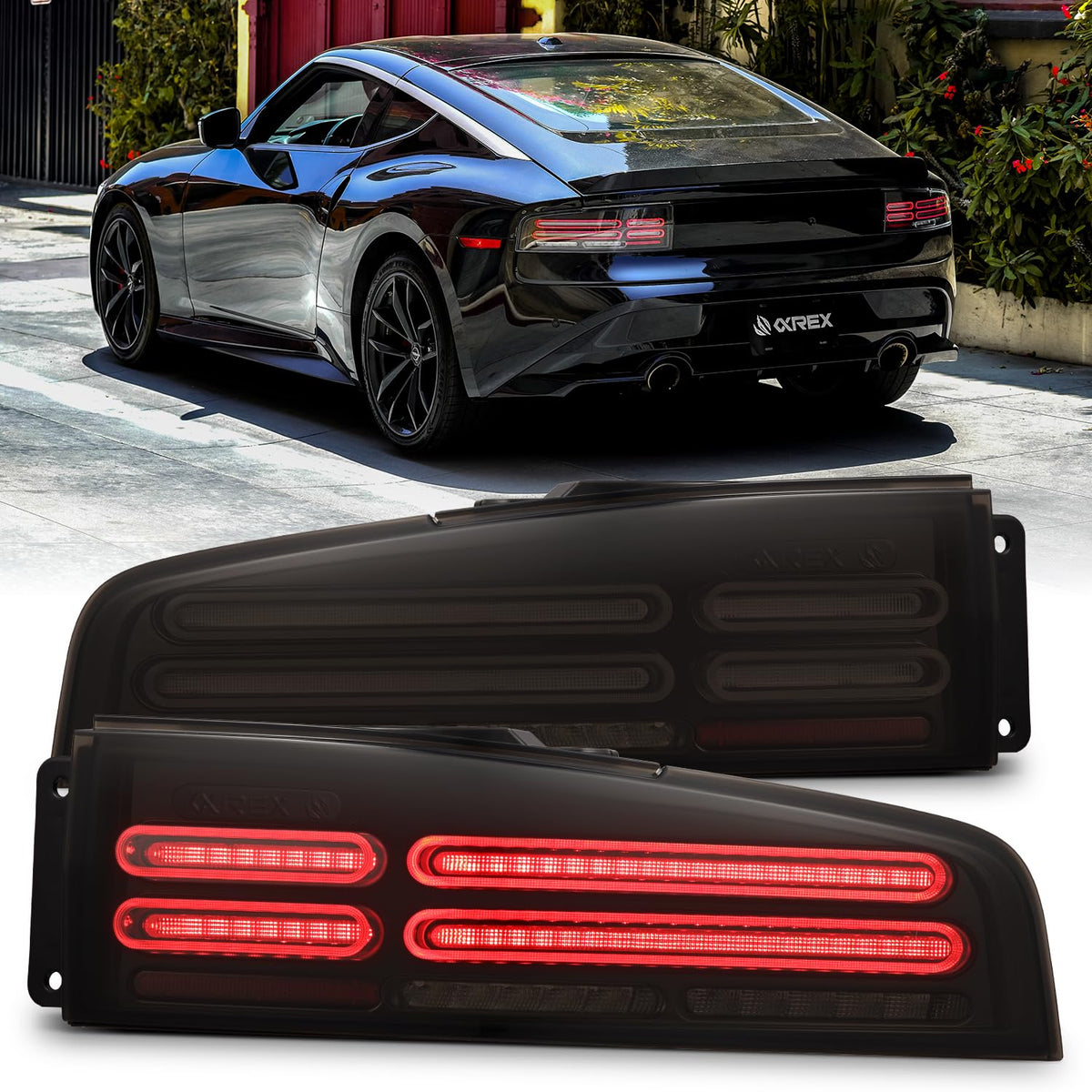 NOVA-Series Alpharex LED Tail Lights Compatible With 23-25 Nissan Z Quad-Loop Style Alpha-Black