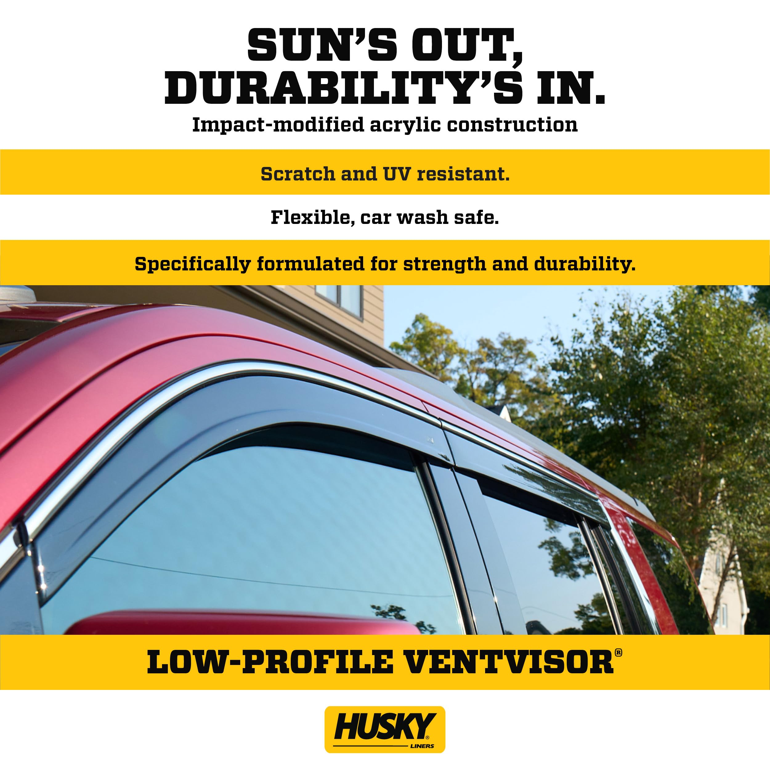 Husky Liners Ventvisors/Rain Guards Low Profile | Fits 2007-2018 Jeep Wrangler(JK) Unlimited, 1 pc. | Matte Black - 2857034