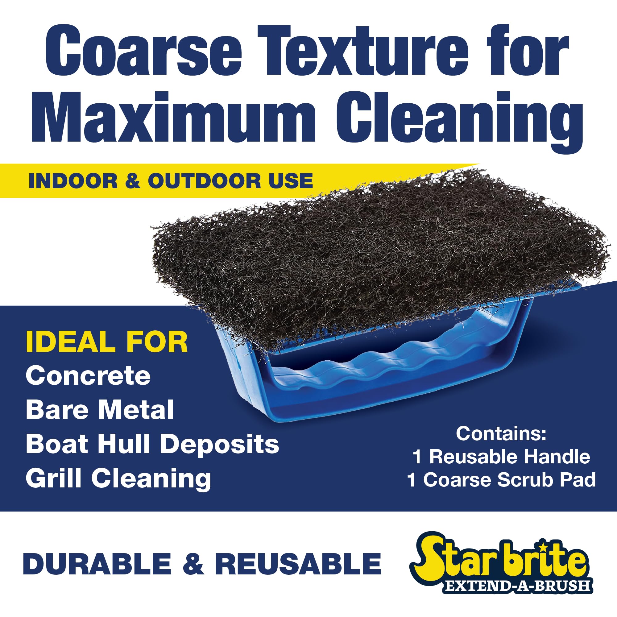 Scrub Pad STAR BRITE with Handle (Coarse) (Black) (040131)