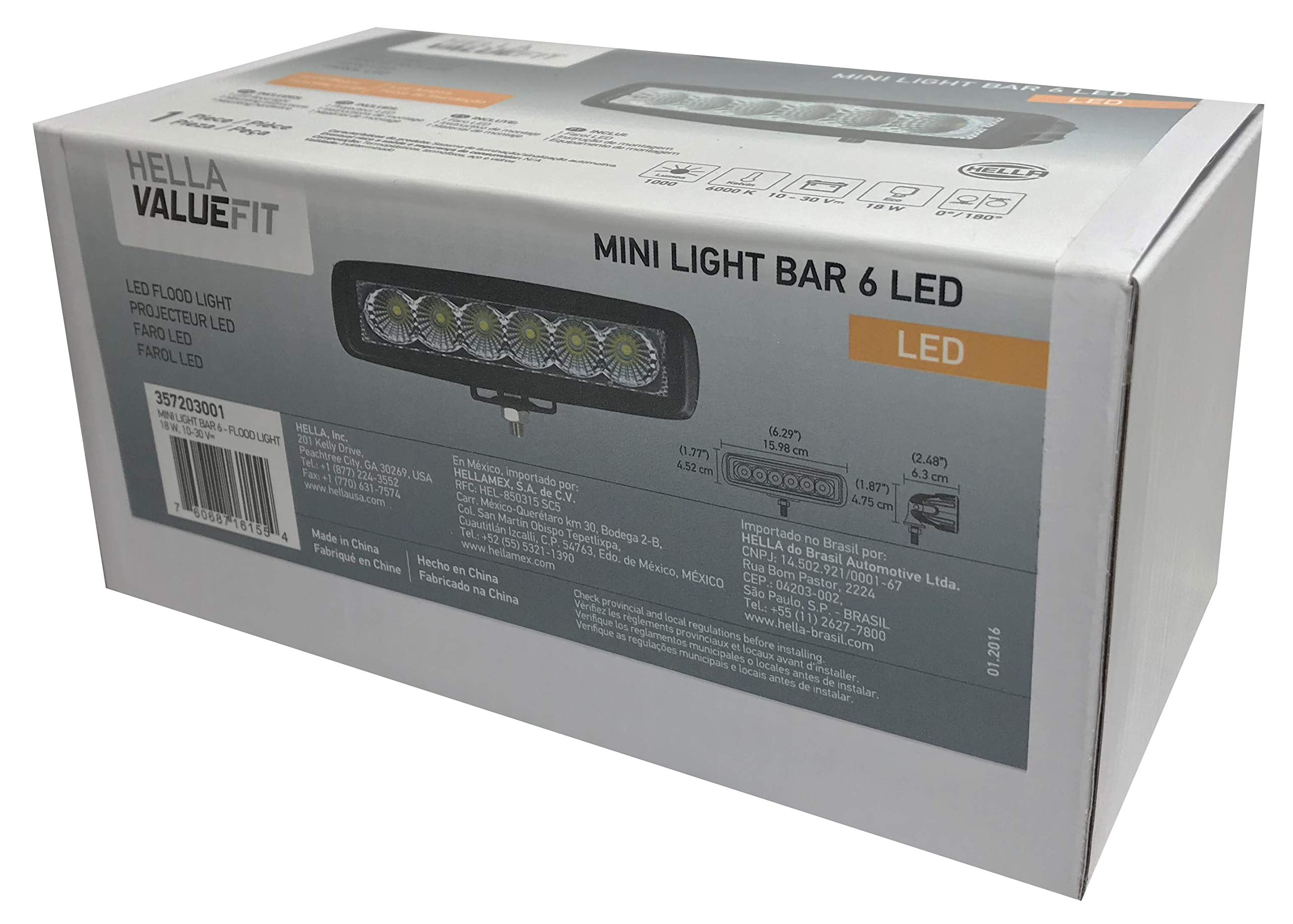 ValueFit HELLA 357203001 Mini Light Bar (6 LED, Flood Beam)