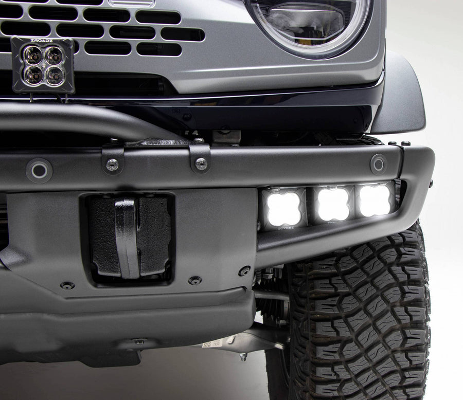 Fog LED KIT ZROADZ Front Bumper for a 2021-2022 Ford Bronco, Includes (6) 3 inch White LED Pod Lights - Part # Z325401-KIT