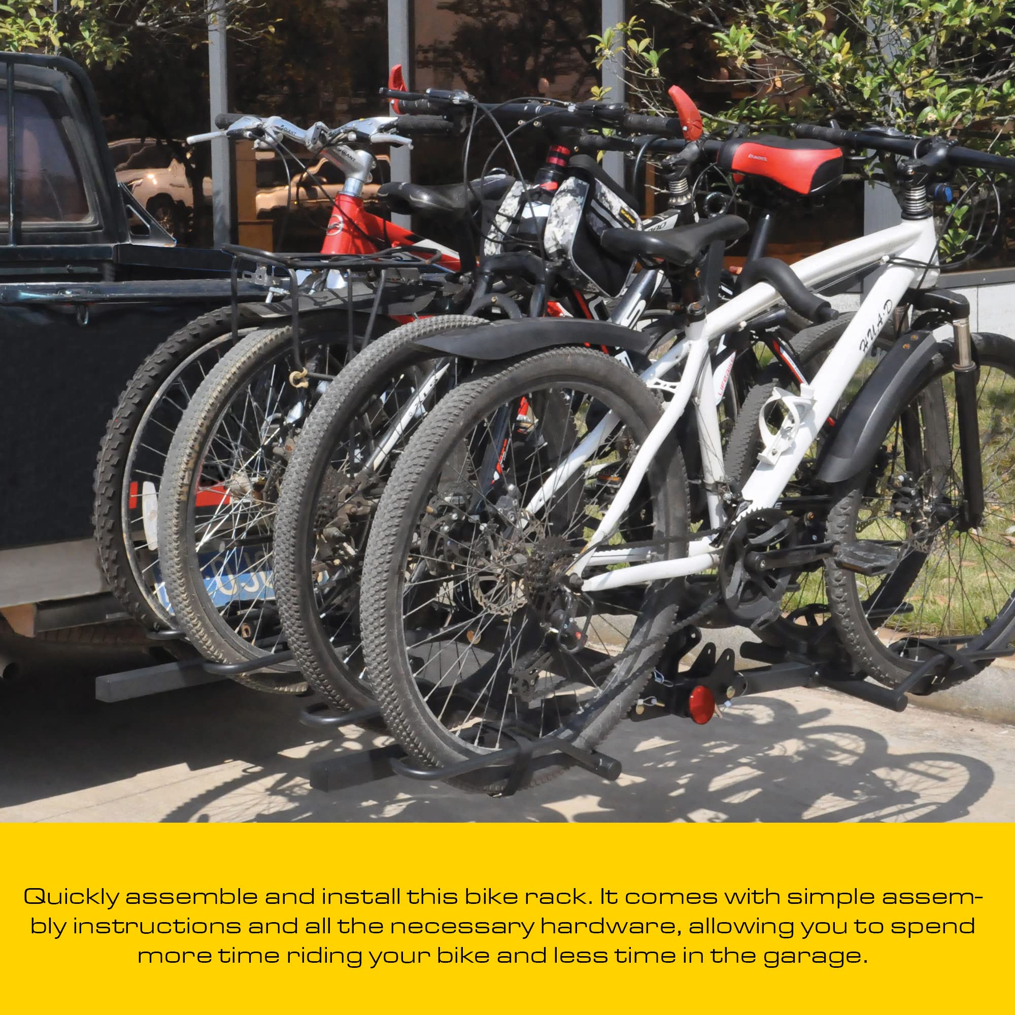 Stromberg Carlson BC-204 Platform Mount Heavy Duty Bike Rack – Folding Hitch Carrier for 4 Bikes, Fits 2" Hitch Receiver, Durable Transport Solution, Compatible with Cars, SUVs, Truck and Trailer