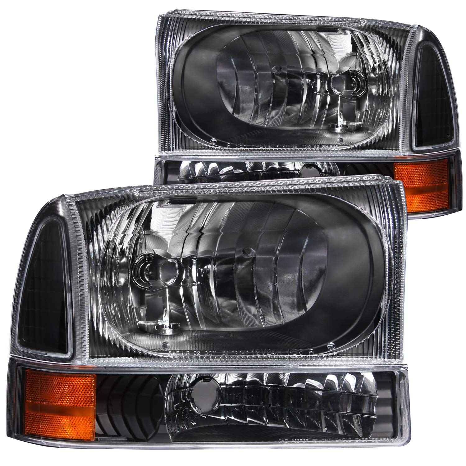 USA ANZO 111080 Ford Black with Corner Amber Headlight Assembly - (Sold in Pairs)