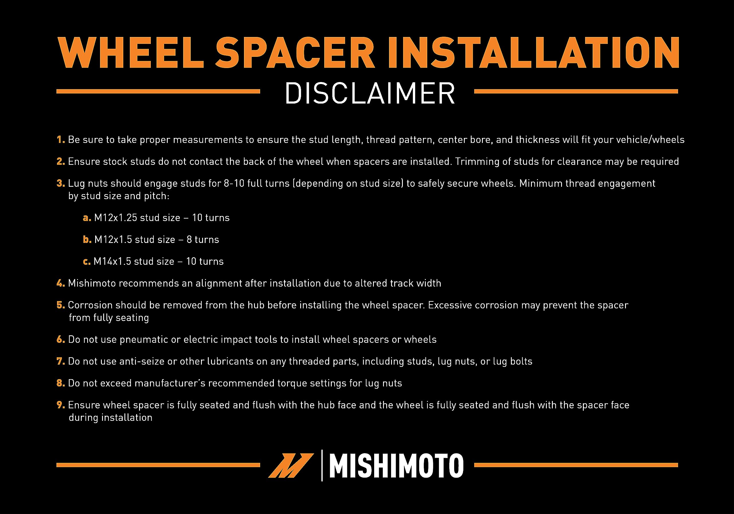 Borne Mishimoto Off-Road Wheel Spacers 6X139.7 78.1mm Center Bore, M14 x 1.5, 2.00" Thick, Black