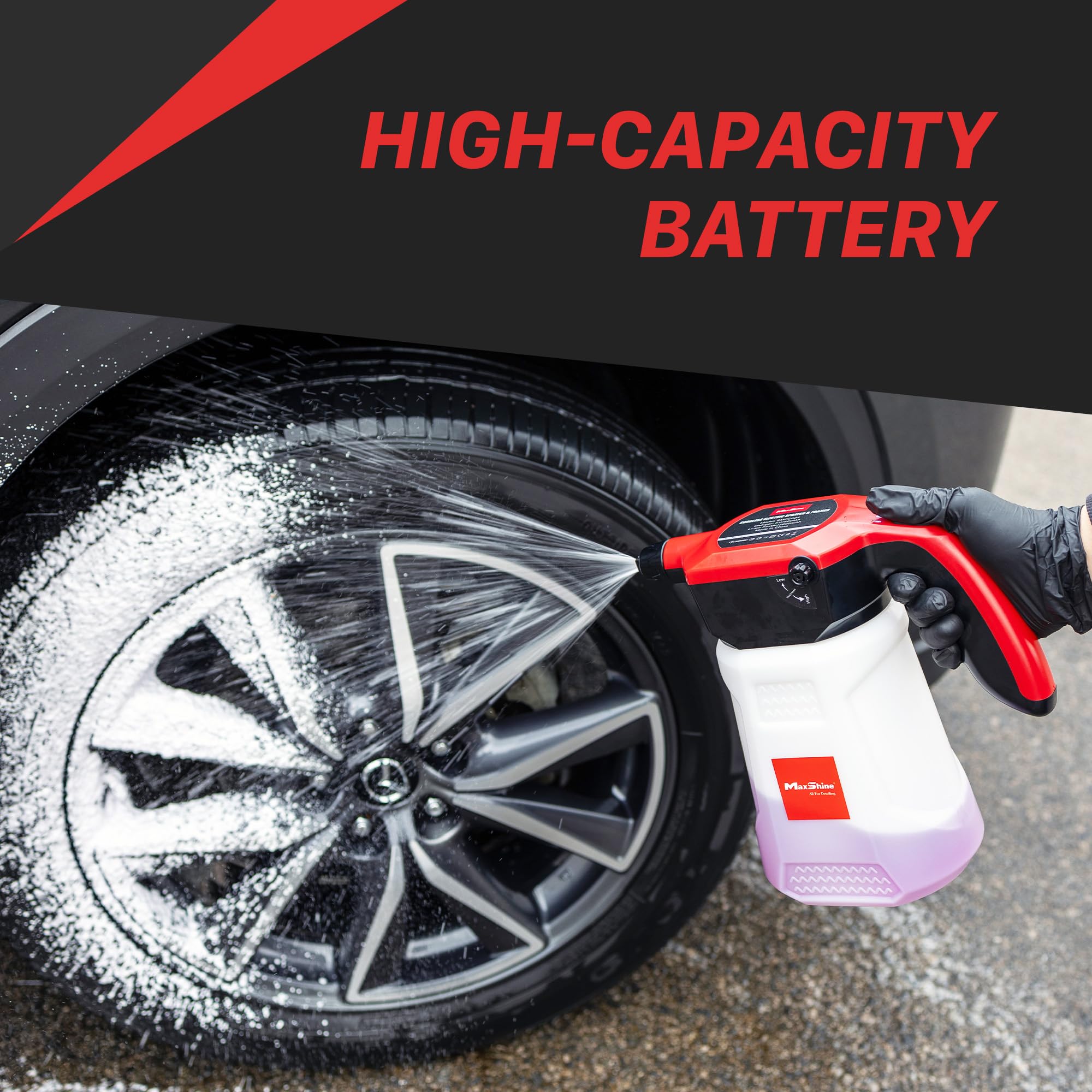 Maxshine Cordless Portable Foam Sprayer | 2L Capacity with 2600mAh Battery | Dual Spray Modes for Thick Foam | Electric Car Wash Foamer & Detailing Tool for Auto, Home & Garage Use