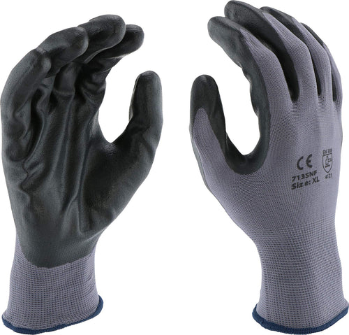 PosiGrip West Chester 713SNF Palm Dip Glove - [Pack of 12] Small Industrial Gloves, Black Foam Nitrile Coating on Polyester Shell, Knit Wrist