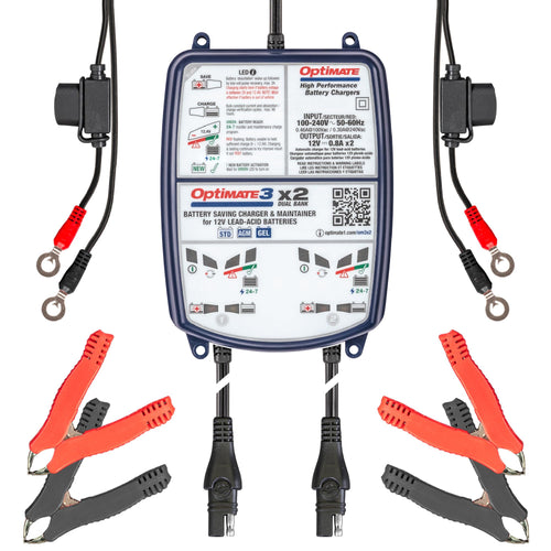 Optimate 3 TM-451 Dual Bank, 7-Step 2x12V 0.8A Sealed Battery Saving Charger & maintainer