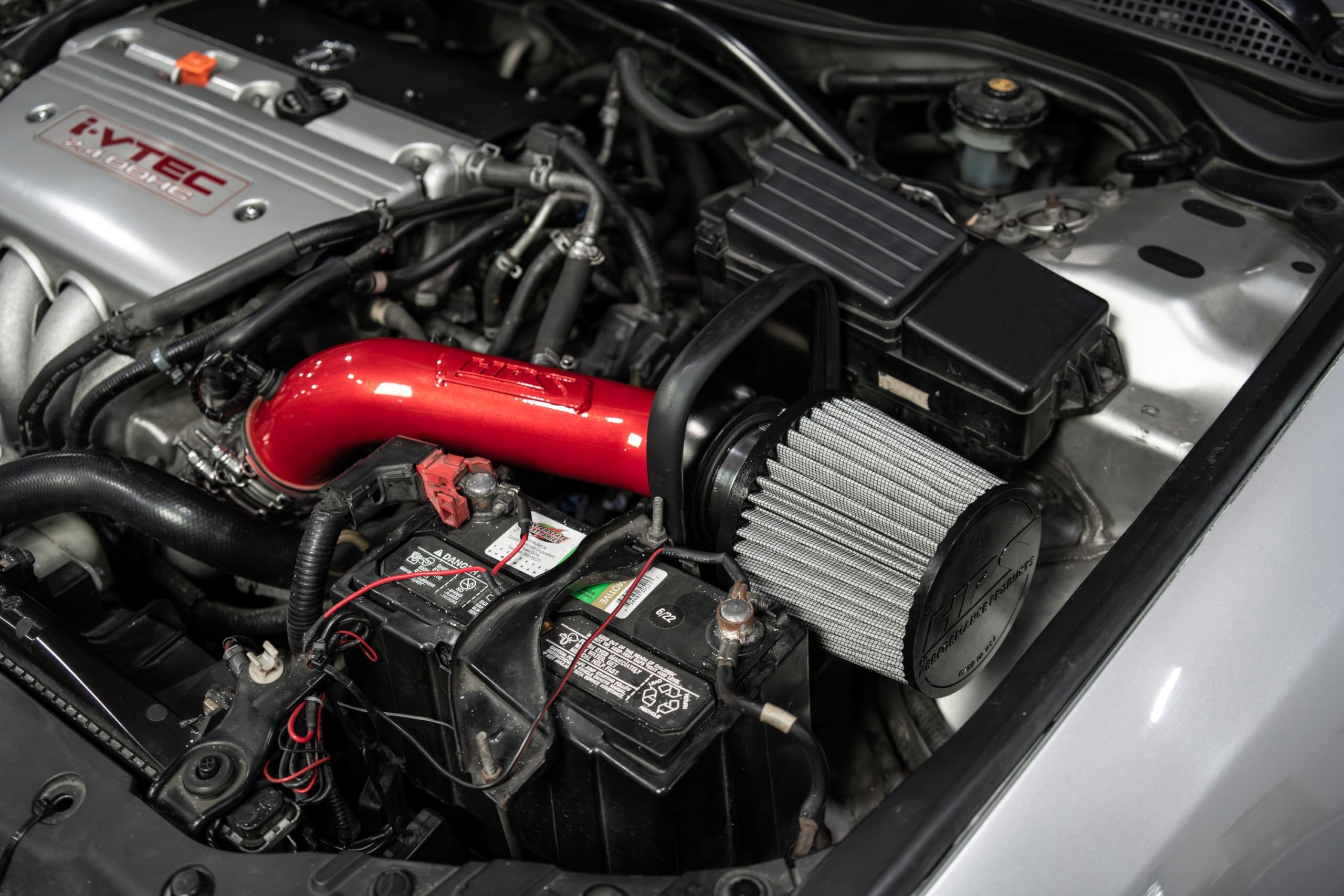 HPS Air Intake Kit Red with Heat Shield Compatible for 2004-2008 Acura TSX 2.4L 2003-2006 Honda Accord 2.4L without MAF Sensor, 827-737R