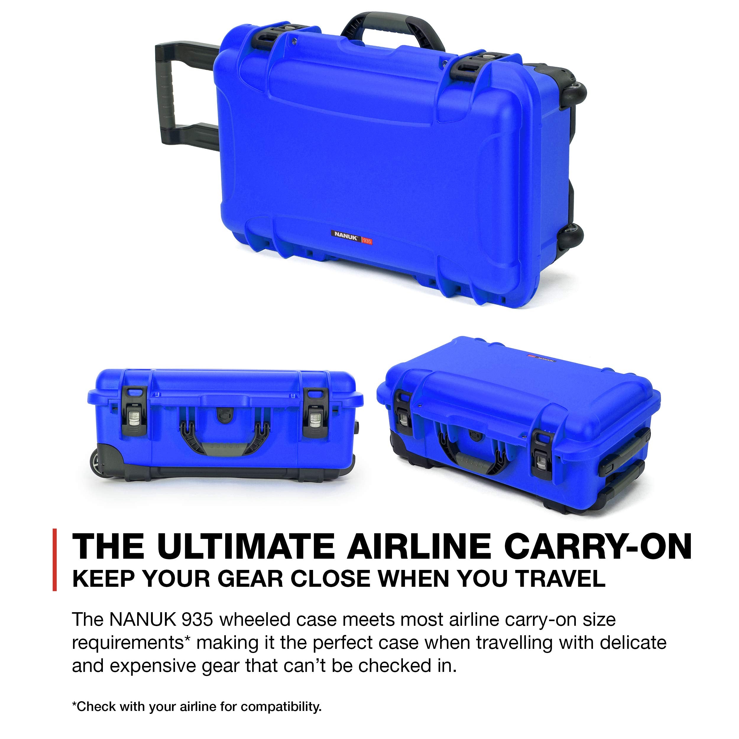 Waterproof Nanuk 935 Hard Case with Foam Insert for Canon, Nikon - 2 DSLR Body and Lens/Lenses - Blue