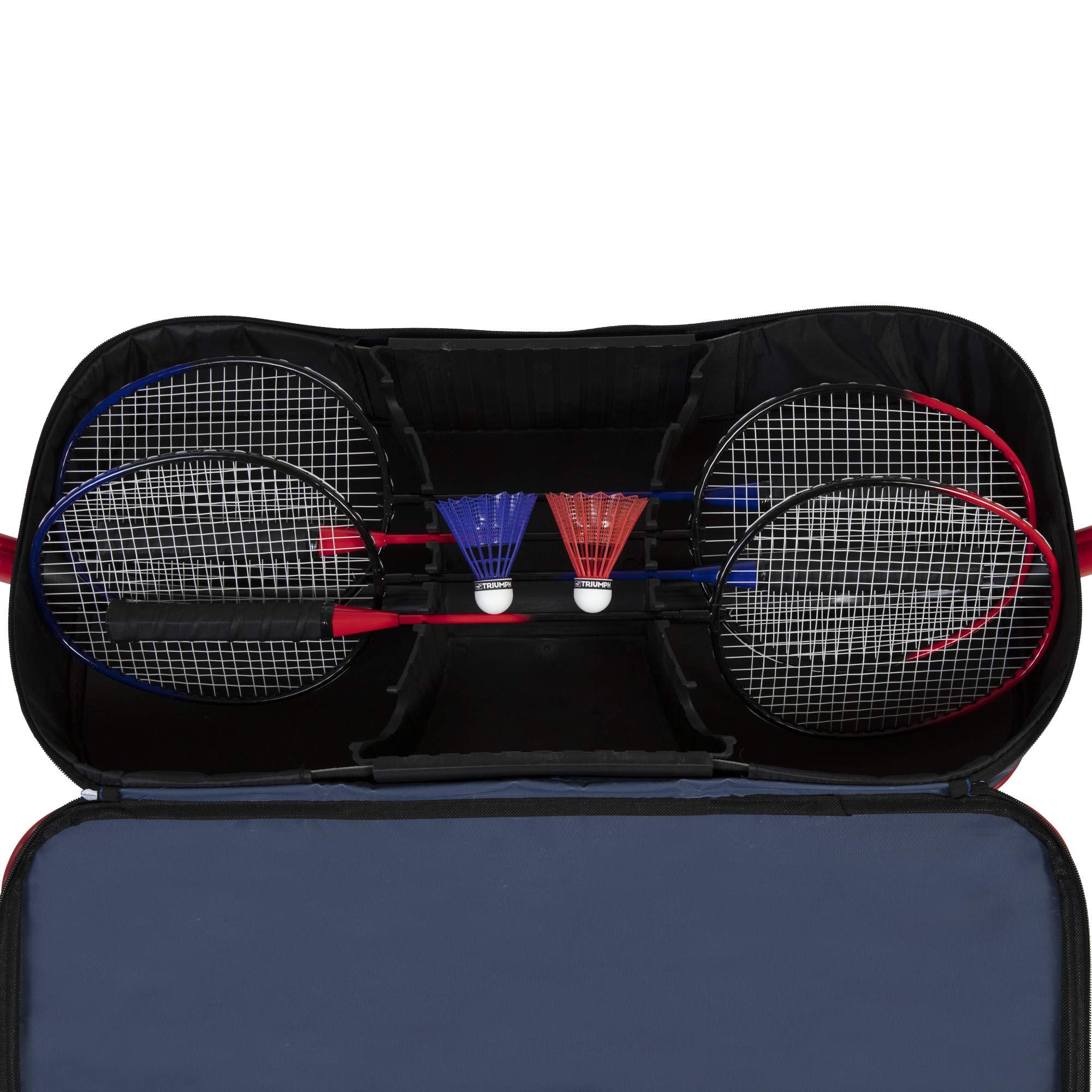 Portable Triumph Sports Patriotic Badminton Set with Freestanding Base Sets Up on Any Surface in Seconds – No Tools or Stakes Required, Multi
