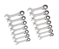 14 Pc. GEARWRENCH 12 Point Stubby Ratcheting SAE/Metric Combination Wrench Set - 85206