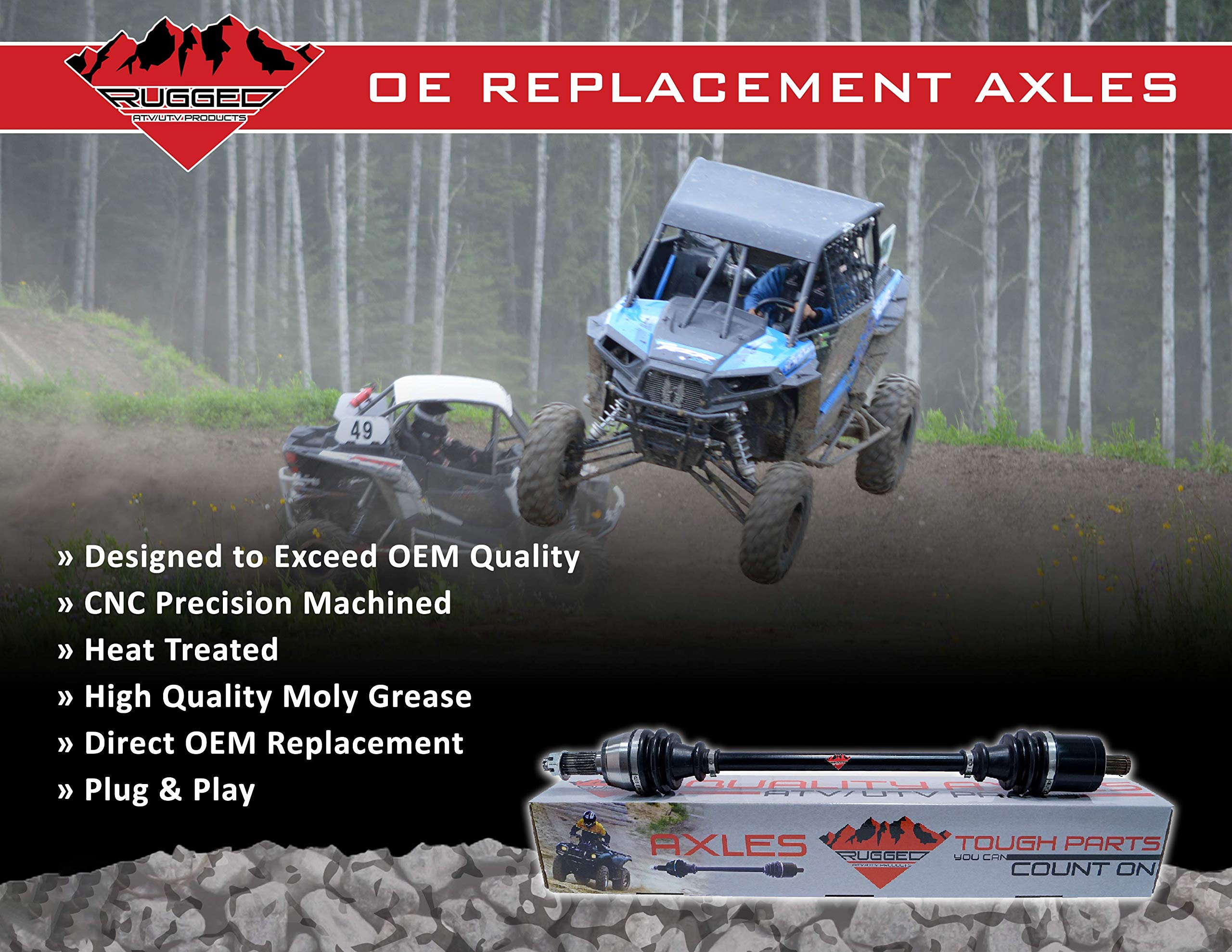 Rear Left Rugged Performance Axle for CFMOTO ZFORCE 800 EX/EPS/EX EPS, Stainless-Steel Clamps Coated for High Protection (See Fitment Details in Description) OEM: 7000-280100-20000