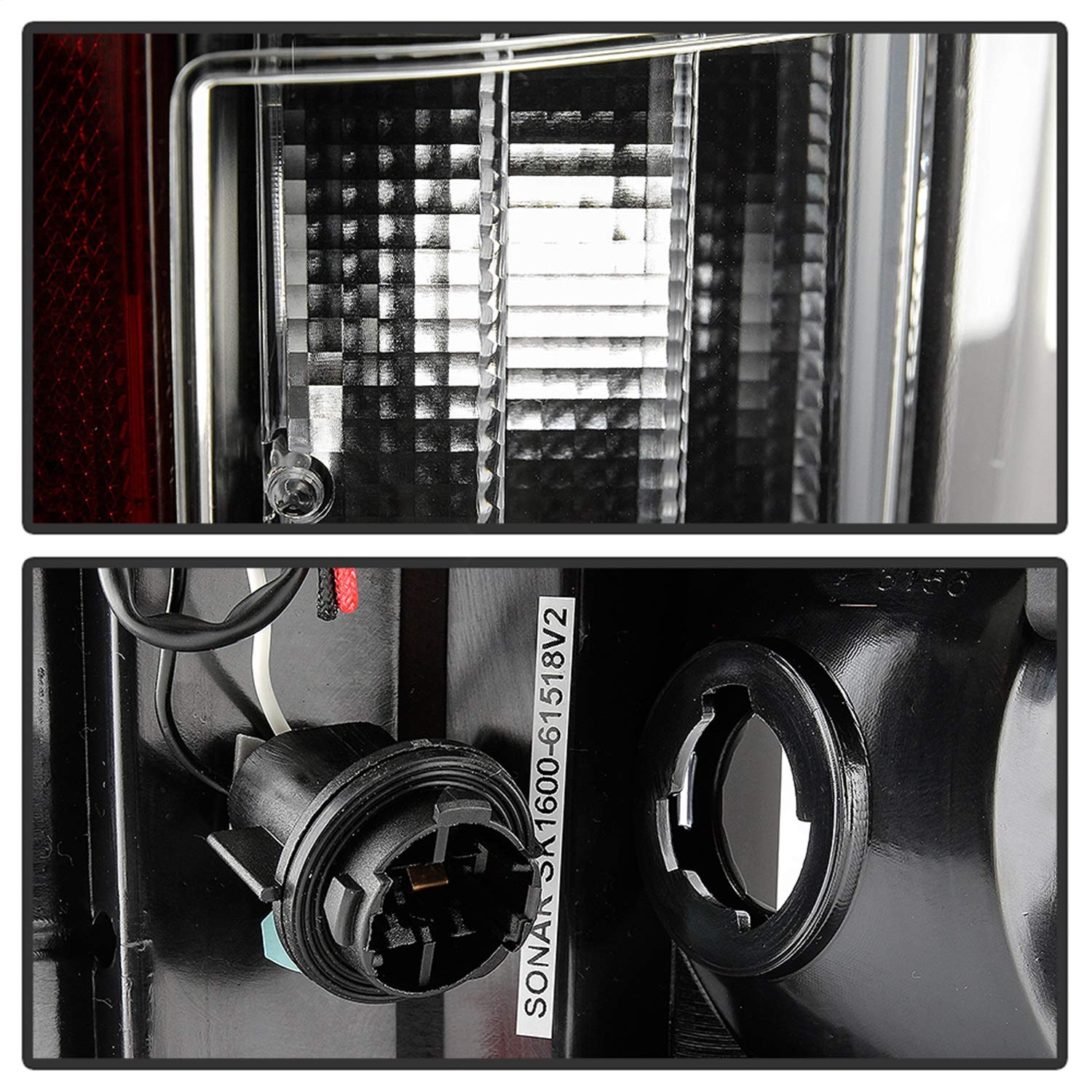 Ford F150 Spyder 5085955 2018-2019 Light Bar LED Tail Lights (not compatible with rear blind spot sensor models) - Reverse-3157(Not Included) - All Black