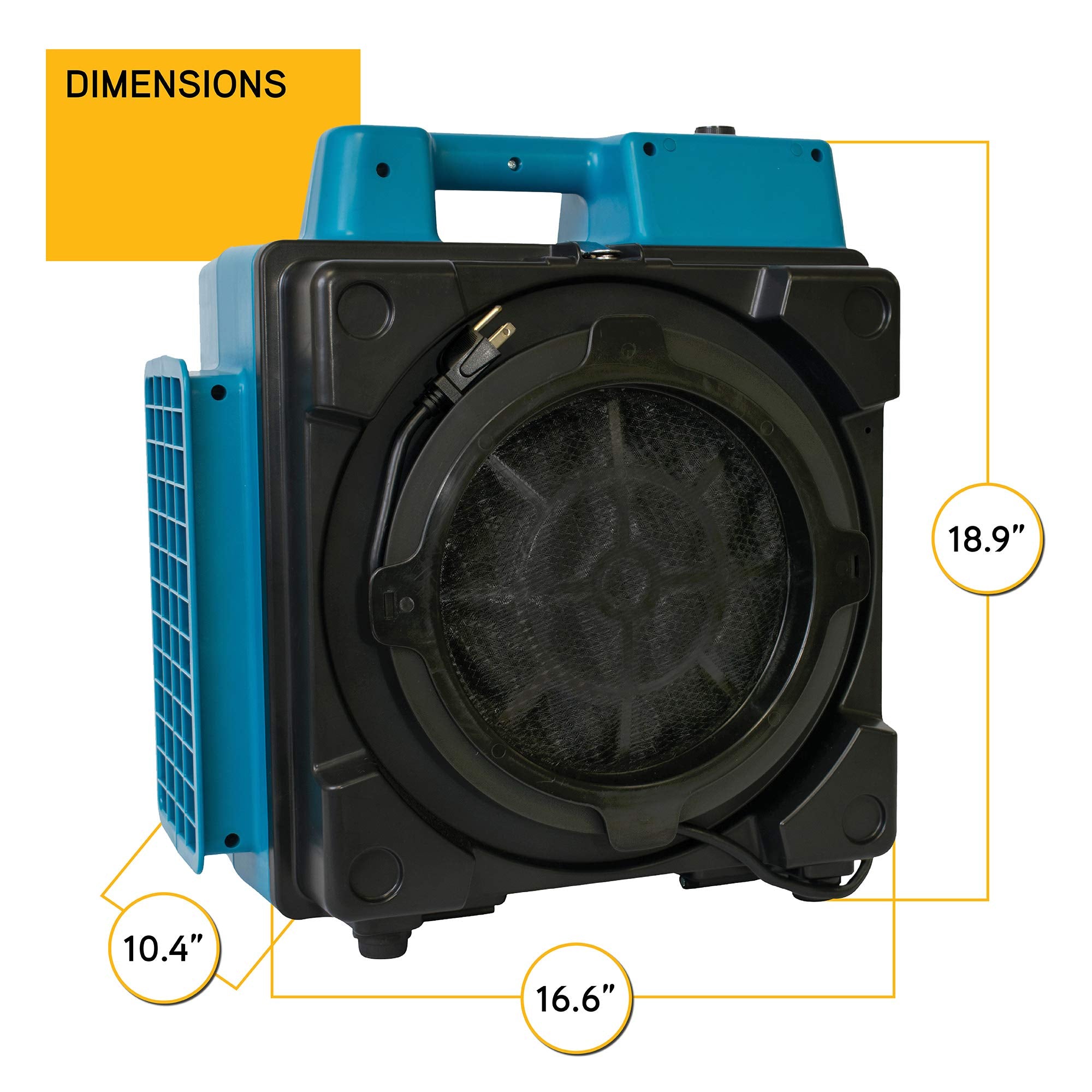XPOWER 1/3HP X-2580 550 CFM Air Scrubber - Professional 4-Stage HEPA Mini Air Scrubber