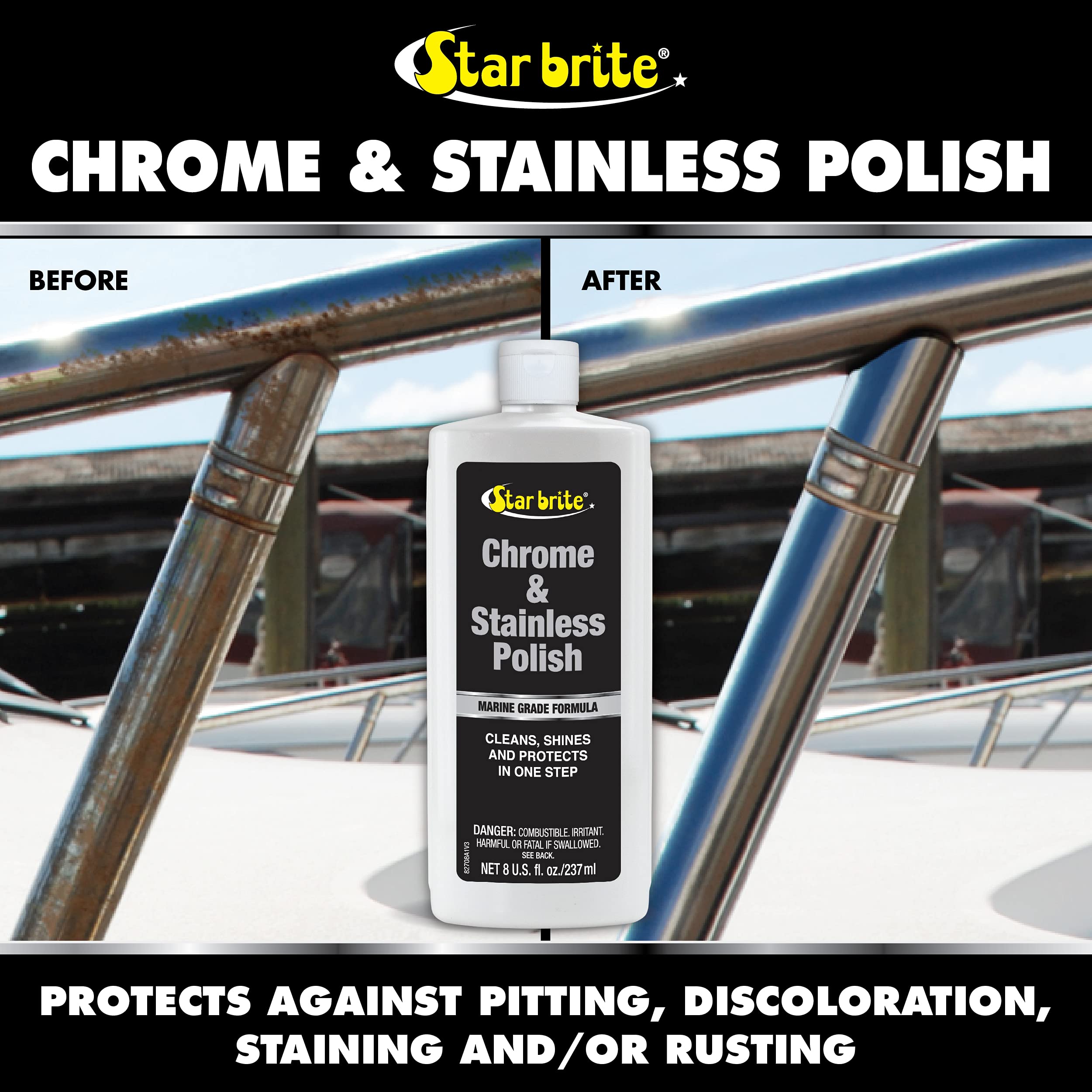 Chrome & Stainless Polish STAR BRITE - Marine Grade Formula Protects Against Pitting, Salt Deposits, Staining & Rust on Chrome, Stainless Steel, Copper, Tin & Brass (082708)