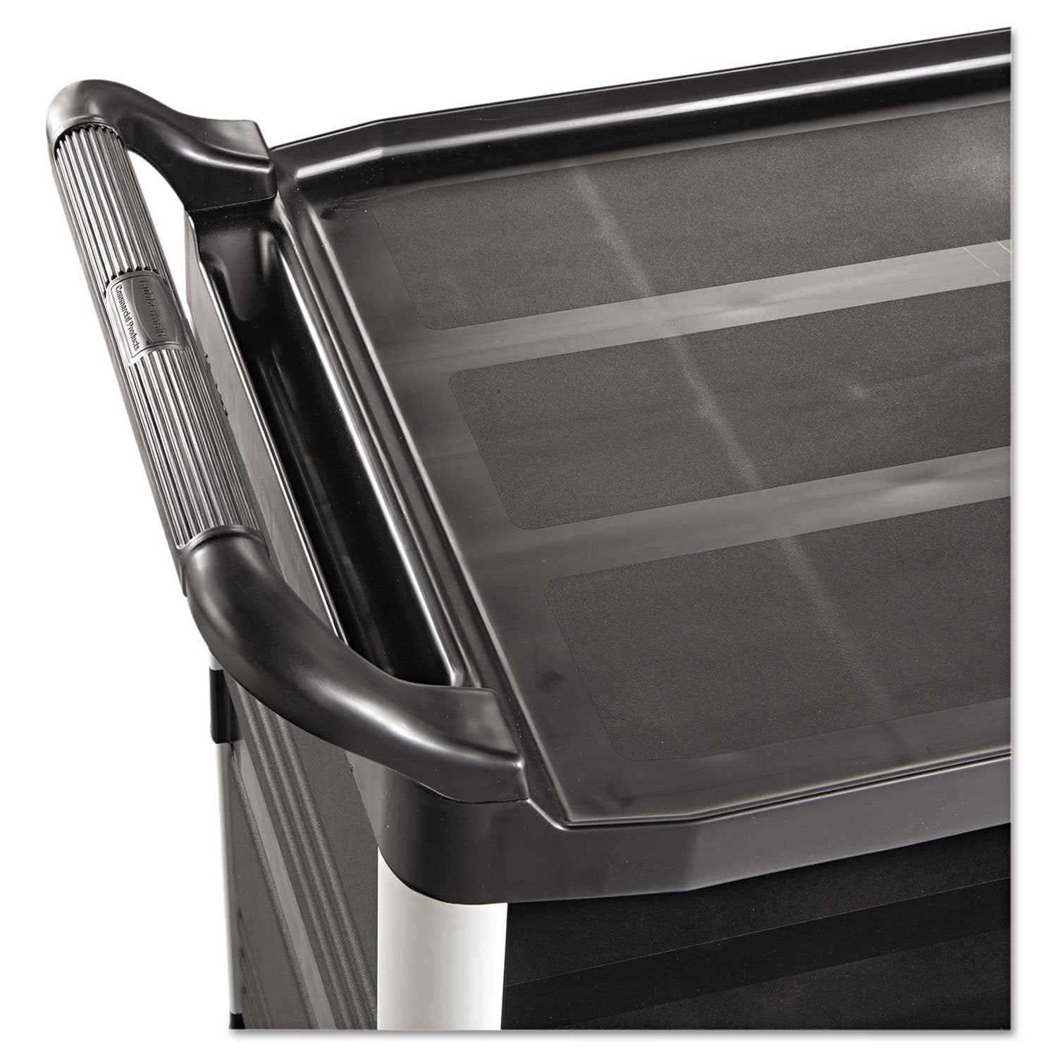 Xtra Rubbermaid Commercial Products Utility Cart with Wheels 300-Pound Capacity 20w x 40-5/8d x 37-4/5h Black Three Shelf Cart for Kitchen/Restaurant/Cafeteria/School/Storage