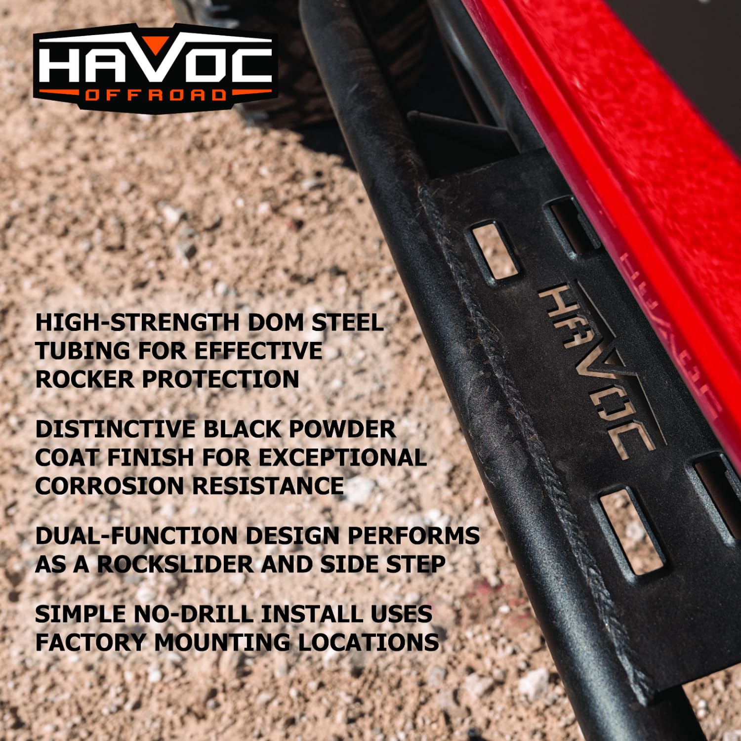 TrailCrawler Steps HAVOC OFFROAD for Ford Bronco 2-Door | Corrosion Resistant, Steel, Black | HFB-06-001 | 2021-2025 Ford Bronco, 2-Door