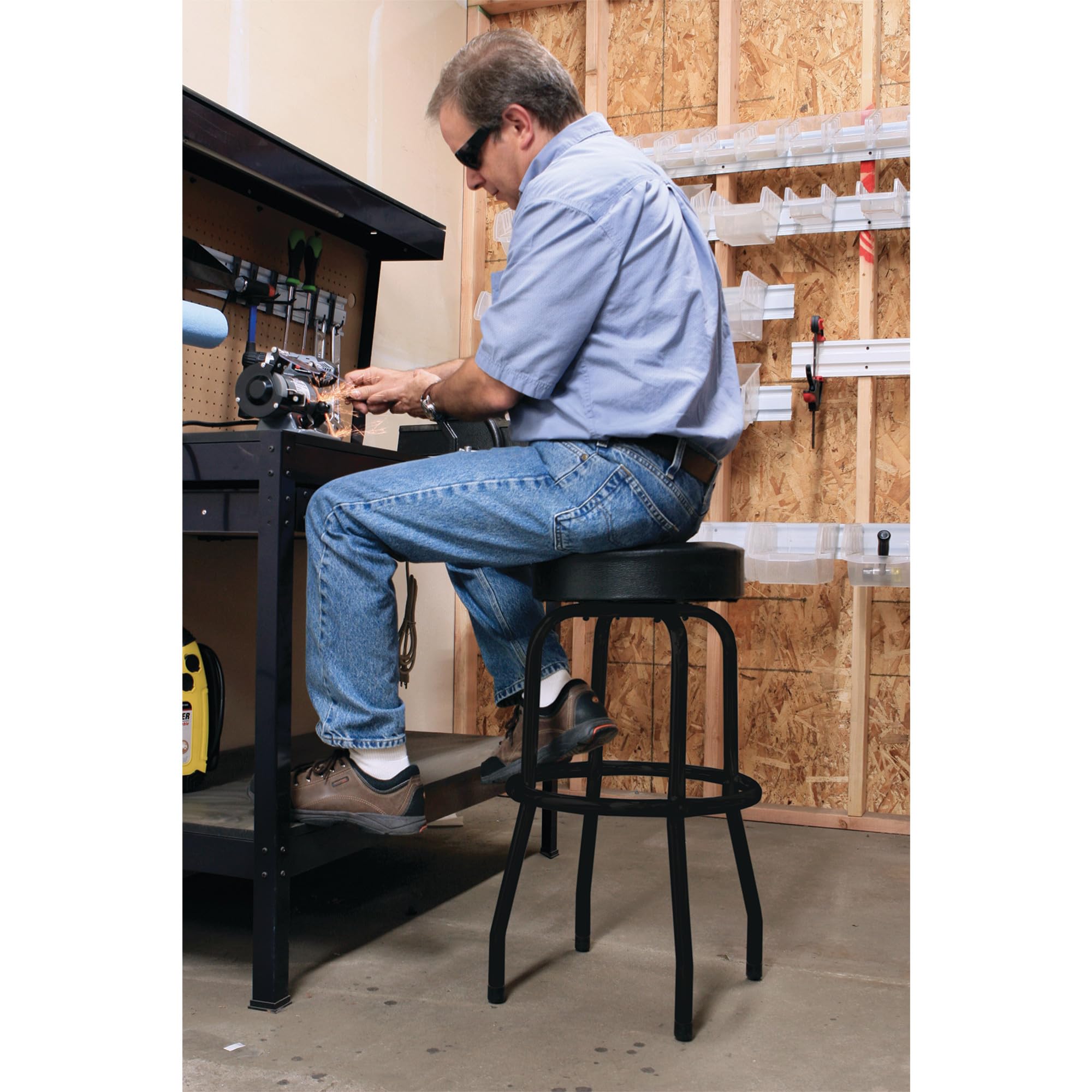 W85010 Performance Tool Swivel Seat Bar Stool for Mechanic Garages and Workshops, Black, 0.6x9.8x5.8-Inches