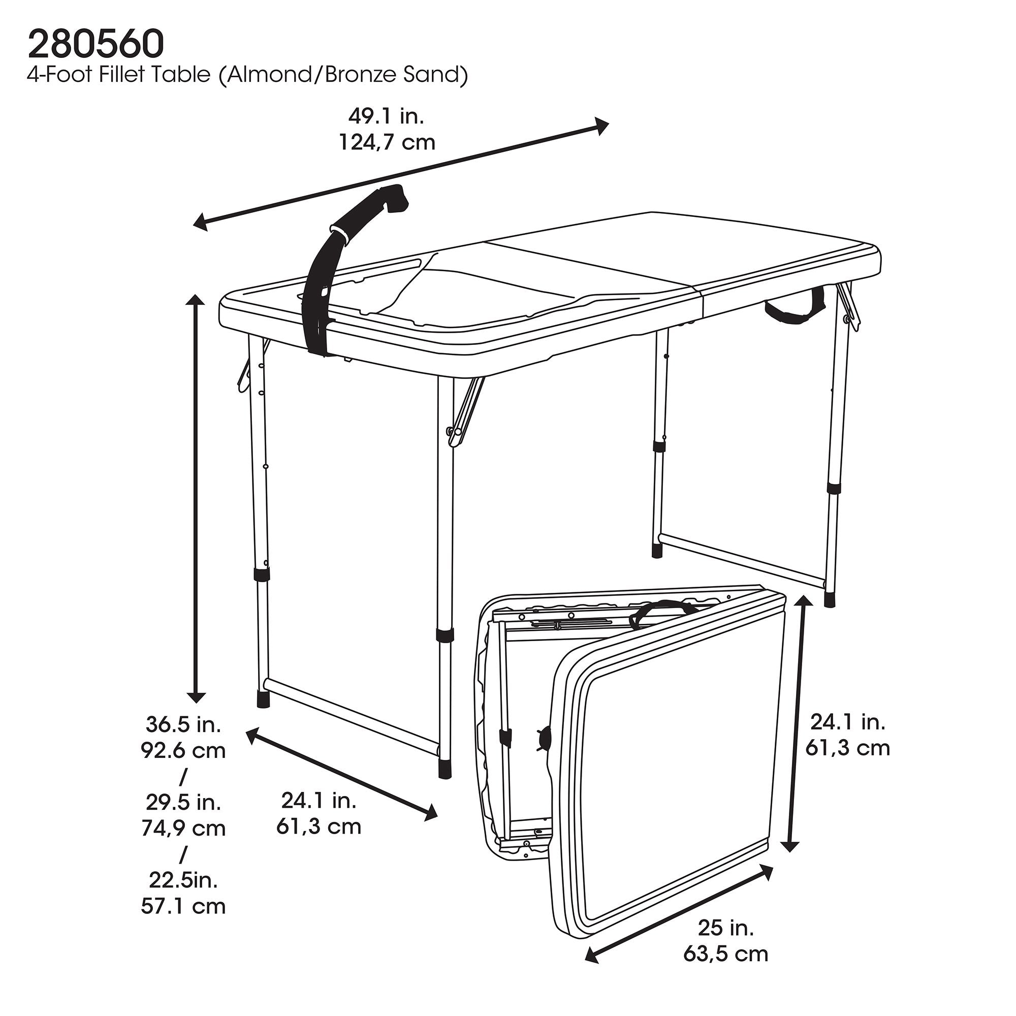 4 Foot Lifetime Folding Fish Fillet Cleaning Table with Sink - for Camping, Picnic, Garden, Outdoors