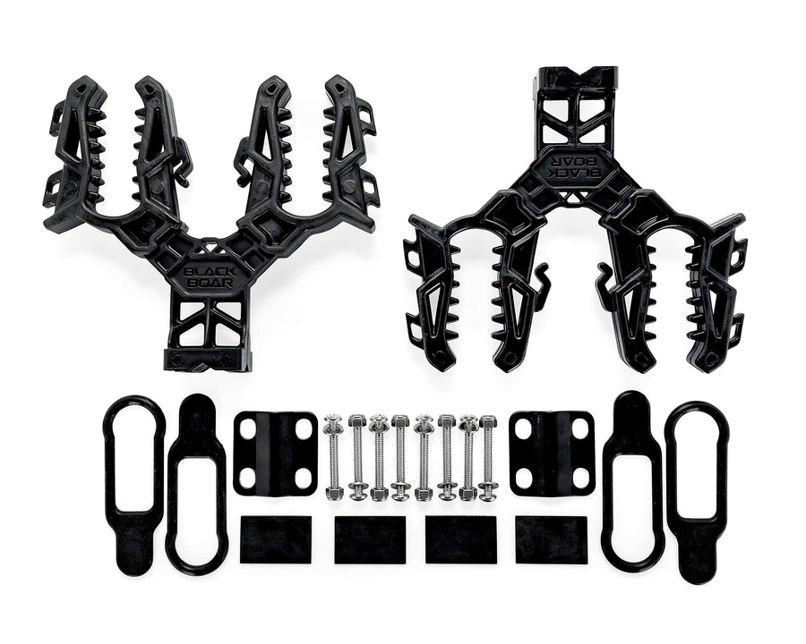 Boar Black UTV/ATV Double Gun & Tool Mount - Features Flexible Non-Marring Teeth for Better Grip - Includes Rubber Base Plate Pads - Max Carry Weight of 15lbs (66030)
