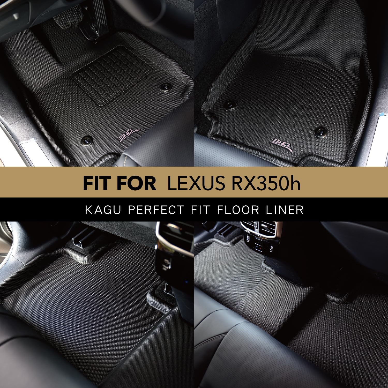 Kagu Floor Mat 3D MAXpider Custom Fit (Black) Compatible with Lexus RX Series 2023-2024 - Full Set