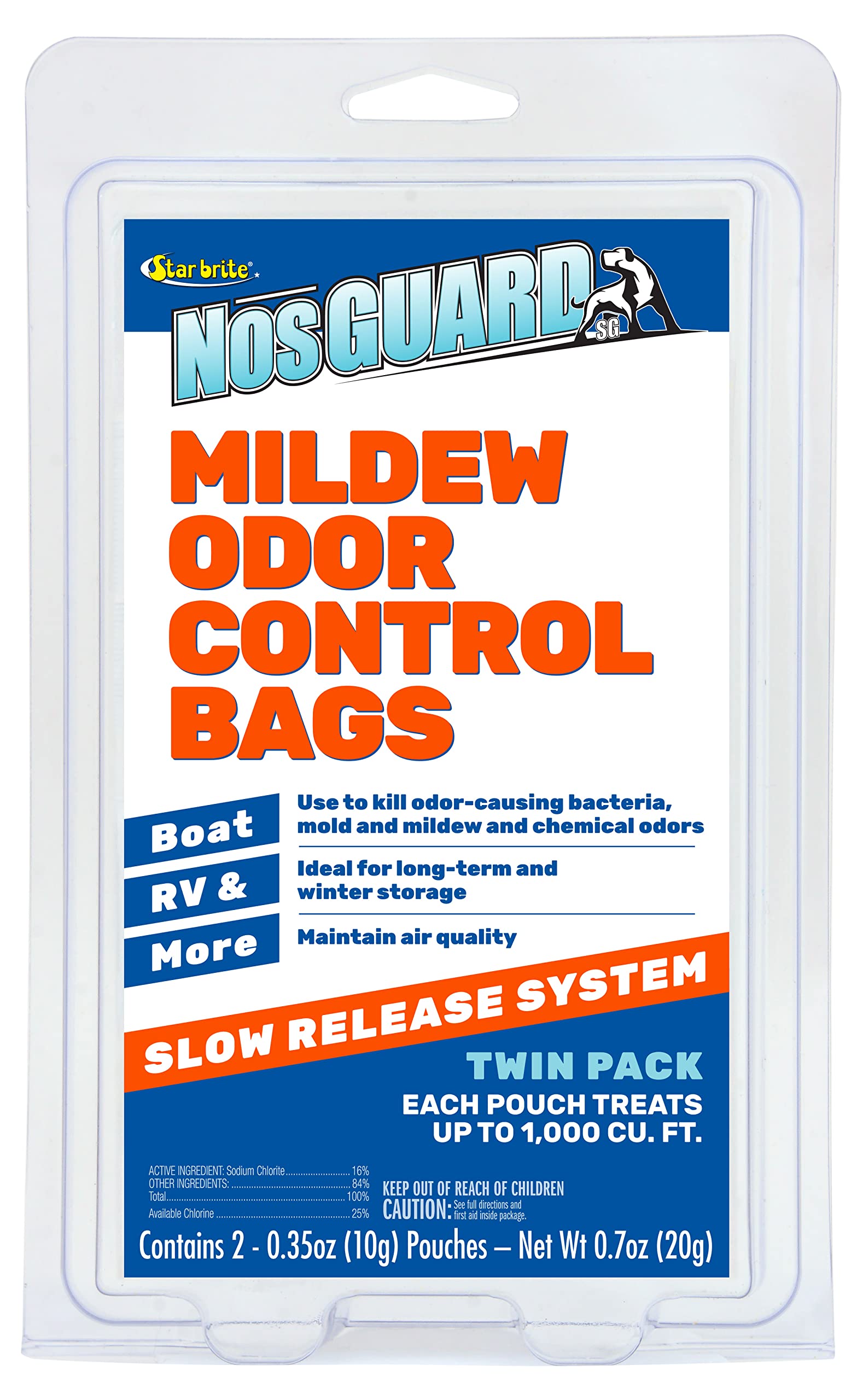 Star Brite Mildew Odor Control Bags NOS-Guard - Slow Release System - Twin Pack