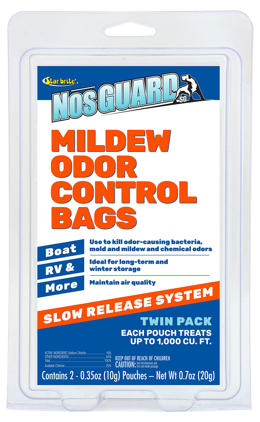 Star Brite Mildew Odor Control Bags NOS-Guard - Slow Release System - Twin Pack