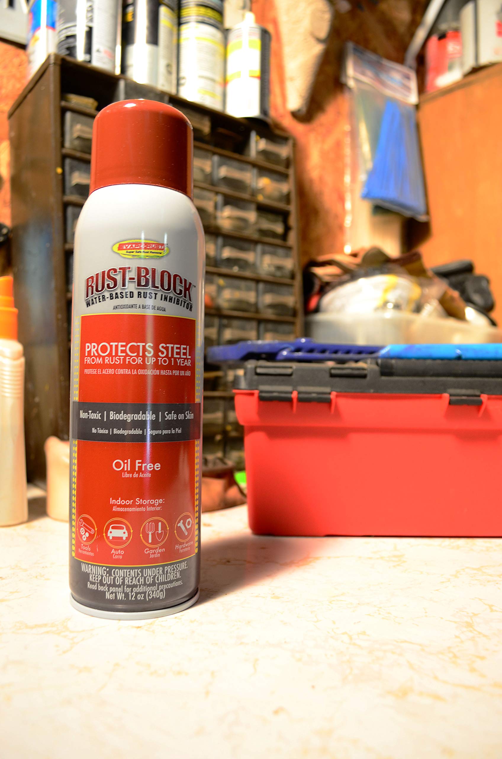 Rust-Block Evapo-Rust RB018 Water-Based Rust Inhibitor, Corrosion Inhibitor, 12 oz Aerosol Spray, Gray