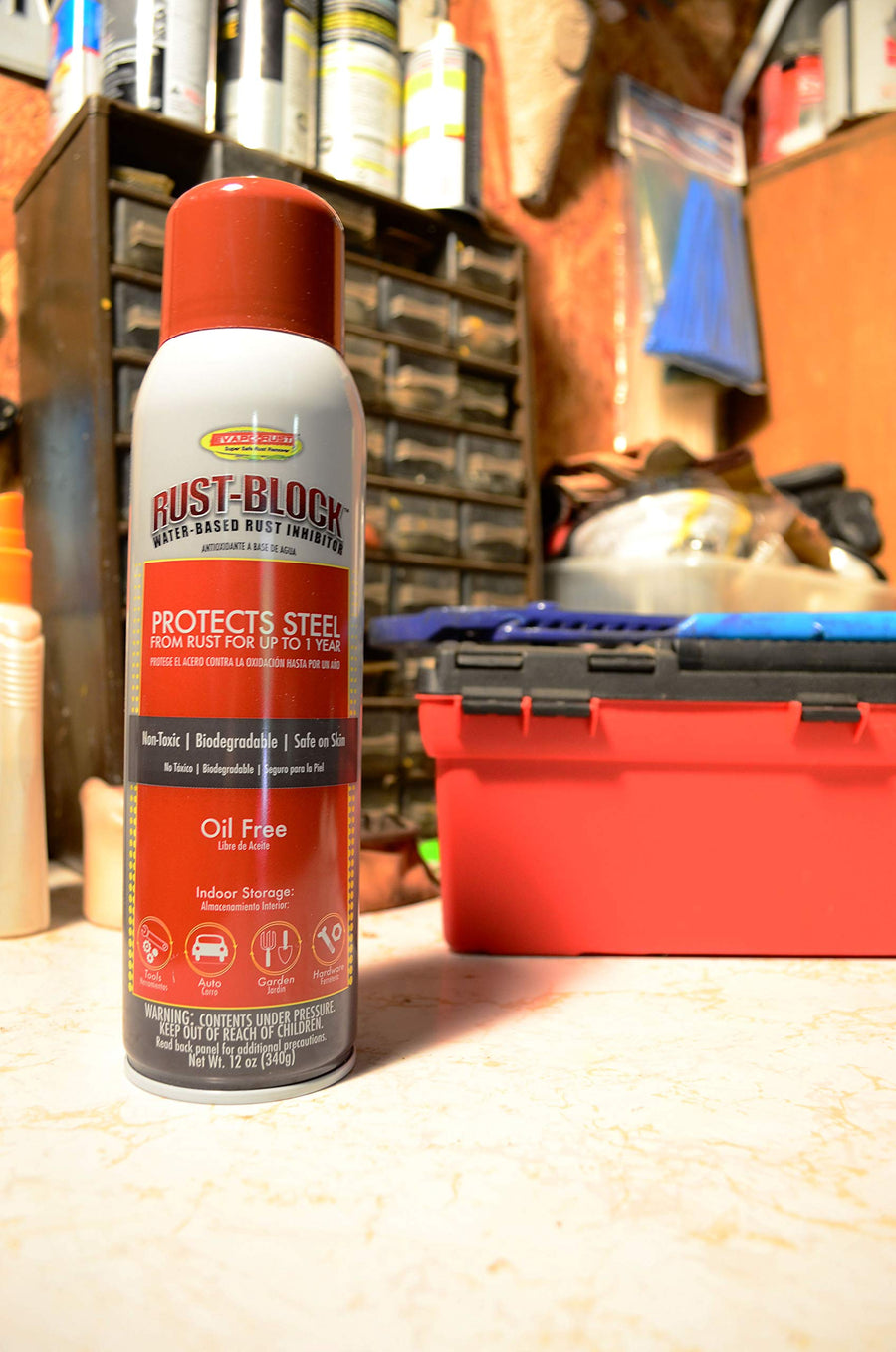 Rust-Block Evapo-Rust RB018 Water-Based Rust Inhibitor, Corrosion Inhibitor, 12 oz Aerosol Spray, Gray