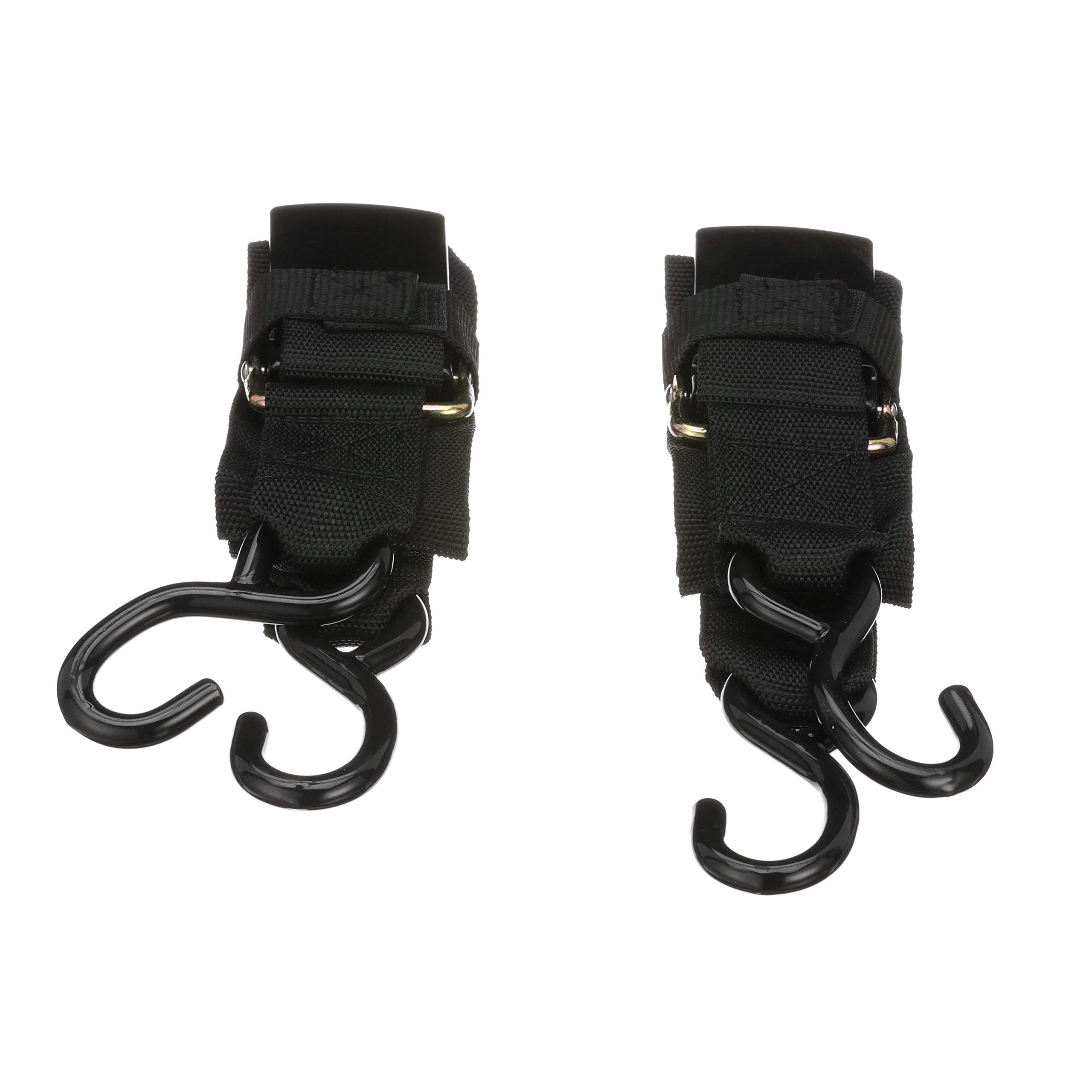Quick-Release Attwood 15232-7 Transom Tie-Down Straps, Trailering, Padded Adjustable Buckle, S-Hooks, 2 Inches Wide, 4 Feet Long