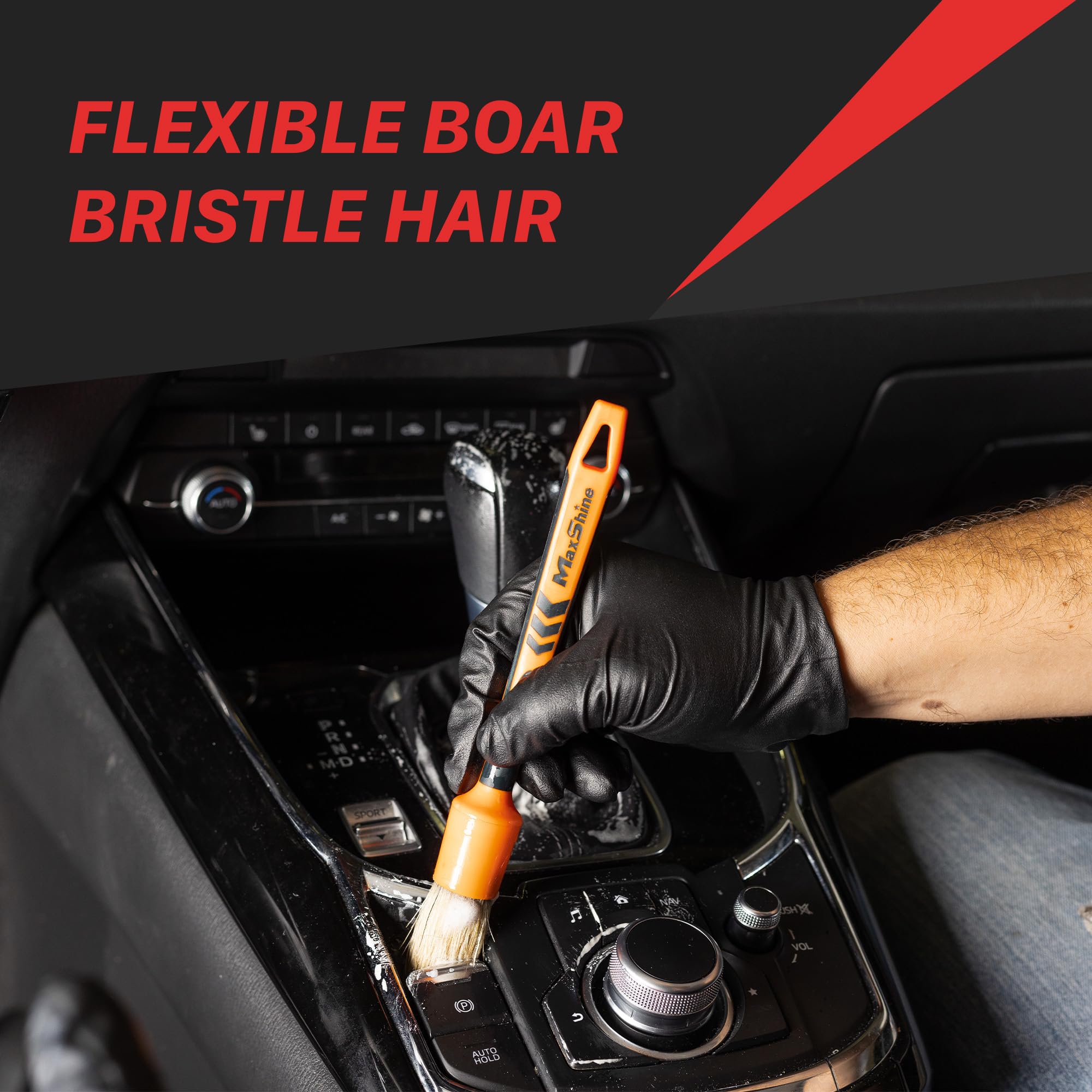 Maxshine #12 Medium Universal Detailing Brush – Classic Boar’s Hair Bristles, Soft & Durable – Professional Brush for Interior, Exterior, Leather Seats, Engine Bay & Wheels
