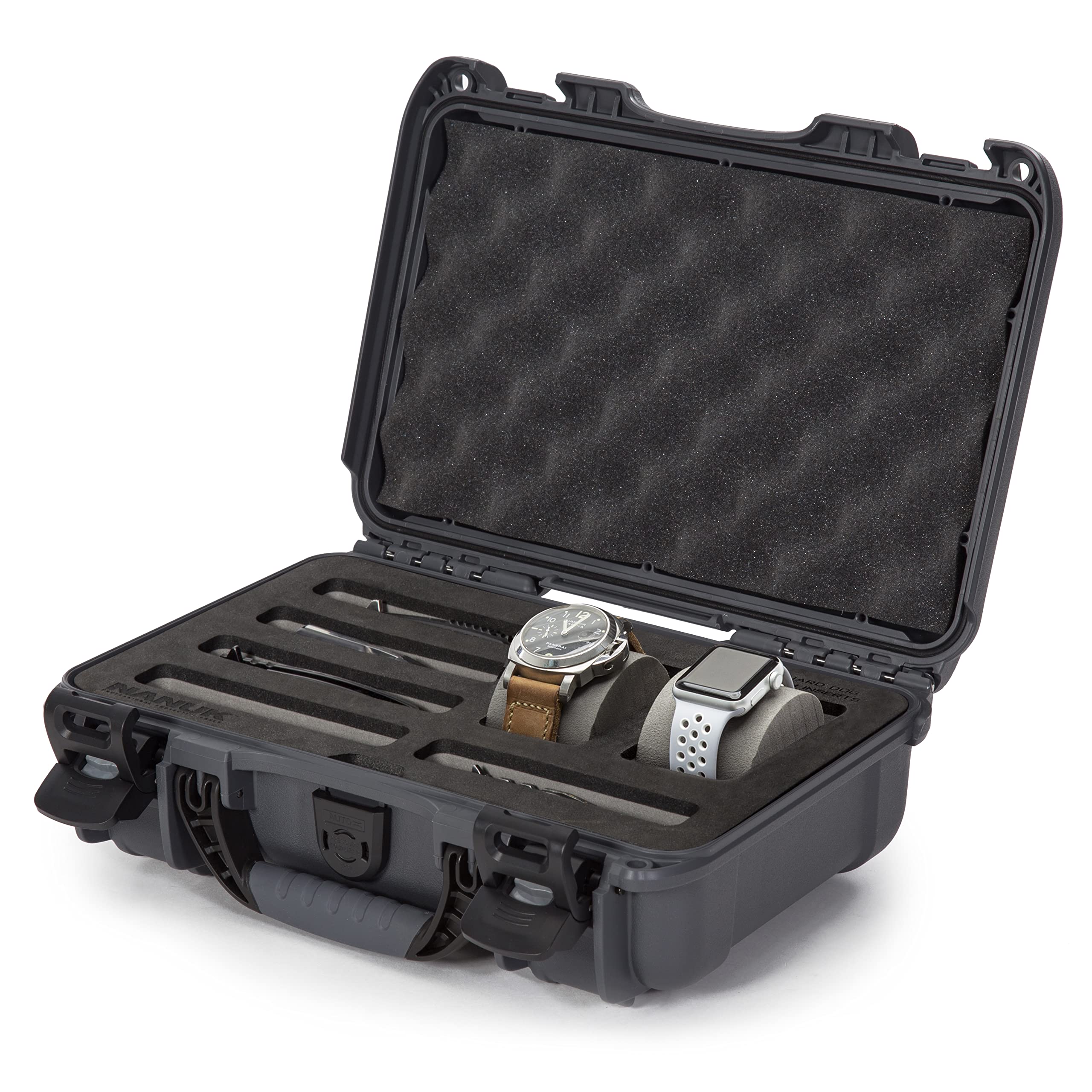 Case Nanuk w/Foam Insert for 2 Watches and 5 Knives - Graphite 909-2WT5KNI7