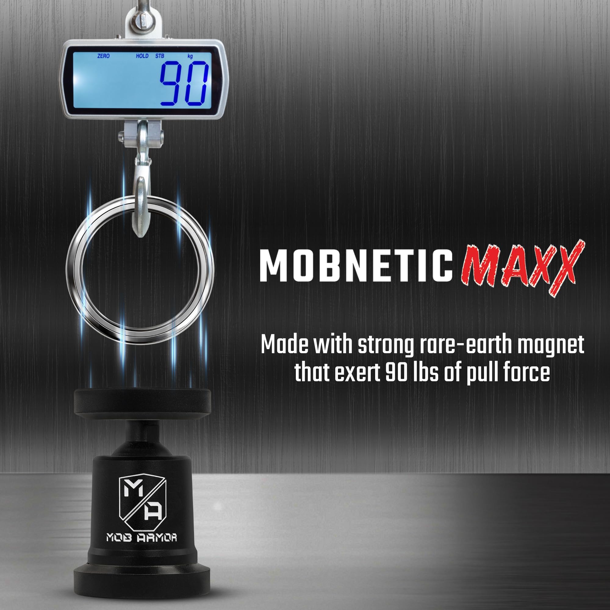 Mob Armor Maxx MobNetic - USA Assembled Magnetic Phone Holder for Car, Magnetic Car Phone Mount, 90-Degree Tilt, 360-Degree Rotation, Aluminum Metal, Compatible with iPhone & Android - Gunmetal