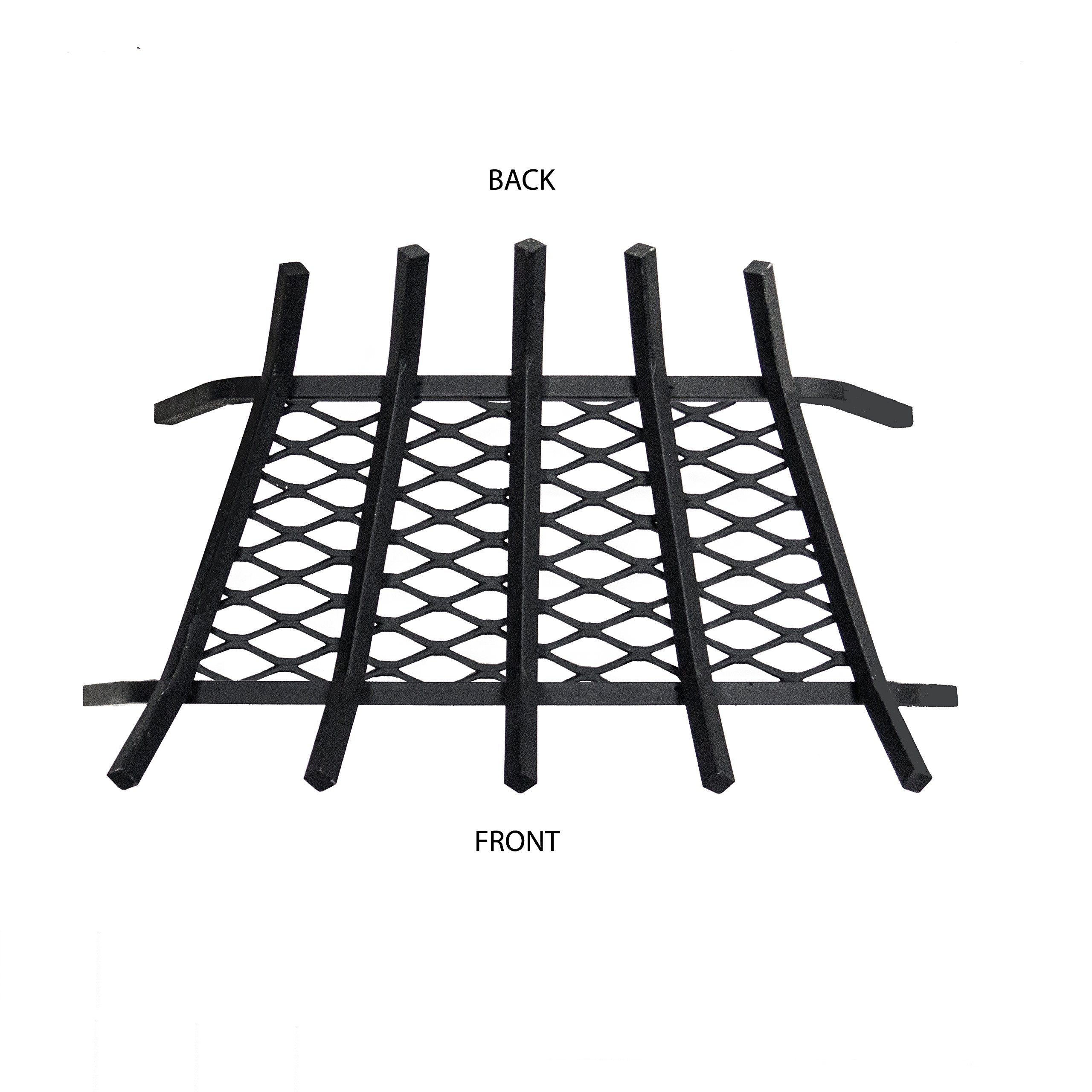 1/2" Solid Steel Fireplace Grates With Ember Retainer, Black, Pleasant Hearth, 21-Inch