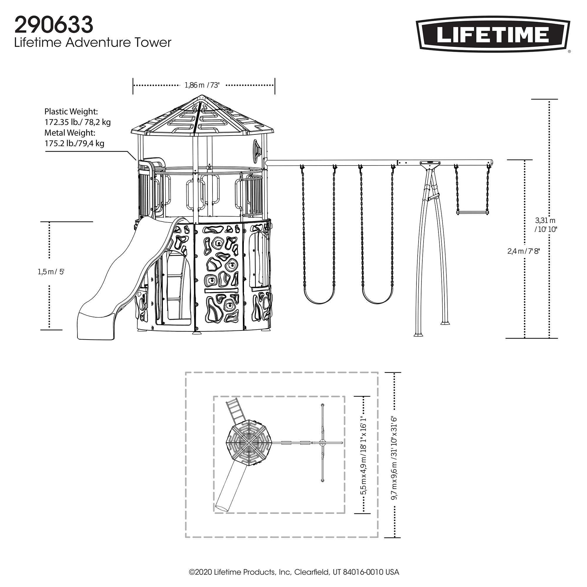 Adventure Tower Lifetime 290633 Swing Set, Earthtone