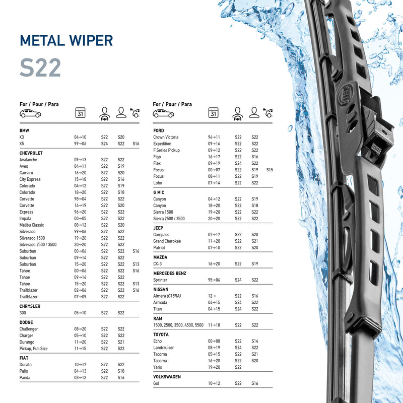 Hella 22 Inch OE Quality All Seasons Streak-Free Rubber Standard Wiper Blade (Single Blade) fits select BMW Chevrolet Chrysler Dodge Ford Jeep Mazda Mercedes-Benz Nissan Ram Toyota VW / 9XW398114022